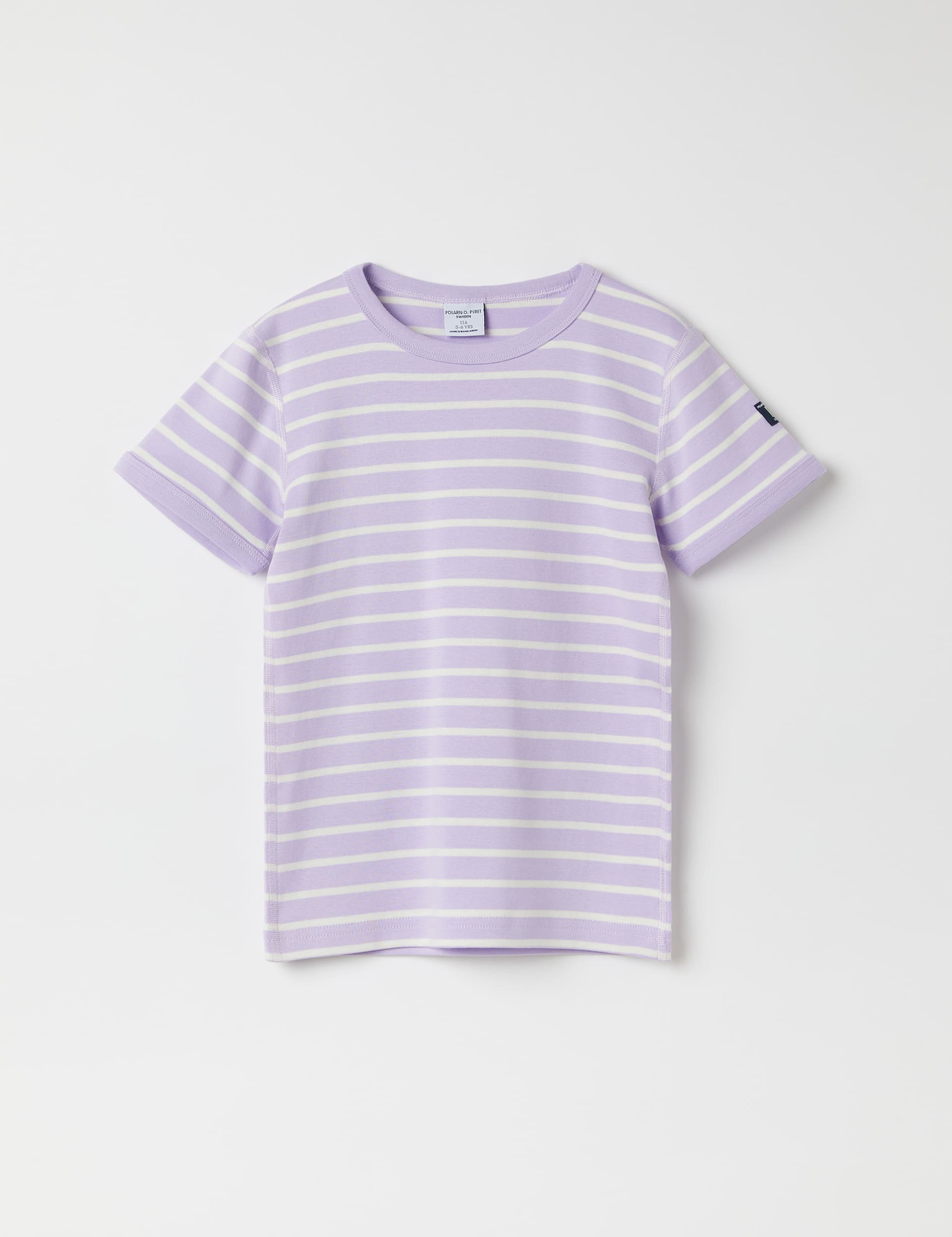 Polarn O. Pyret Girls Pure Cotton Striped T-Shirt (1-10 Yrs) - 18-24 - Purple Mix, Purple Mix