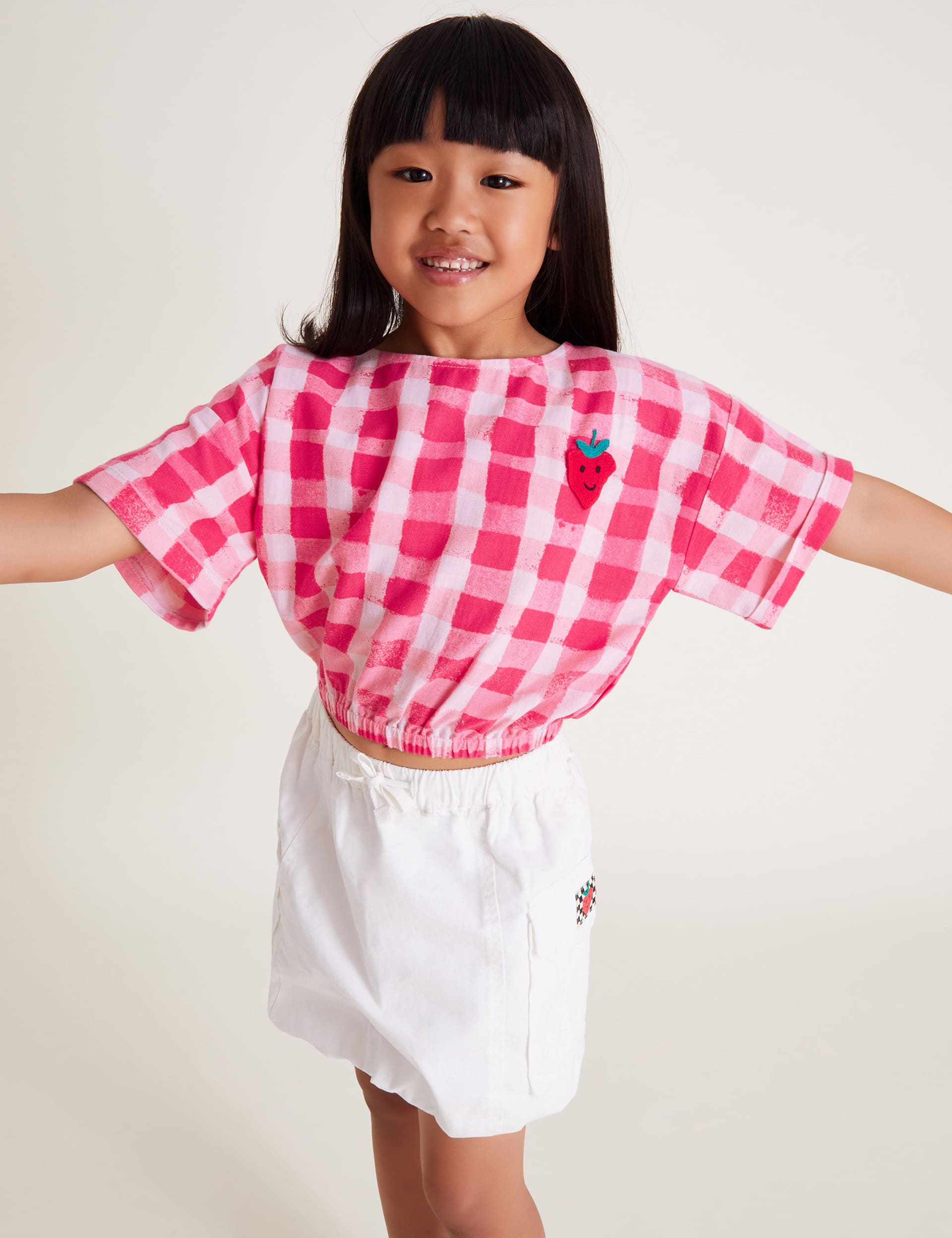 Monsoon Girls Check Top (3-13 Yrs) - 9-10Y - Pink Mix, Pink Mix