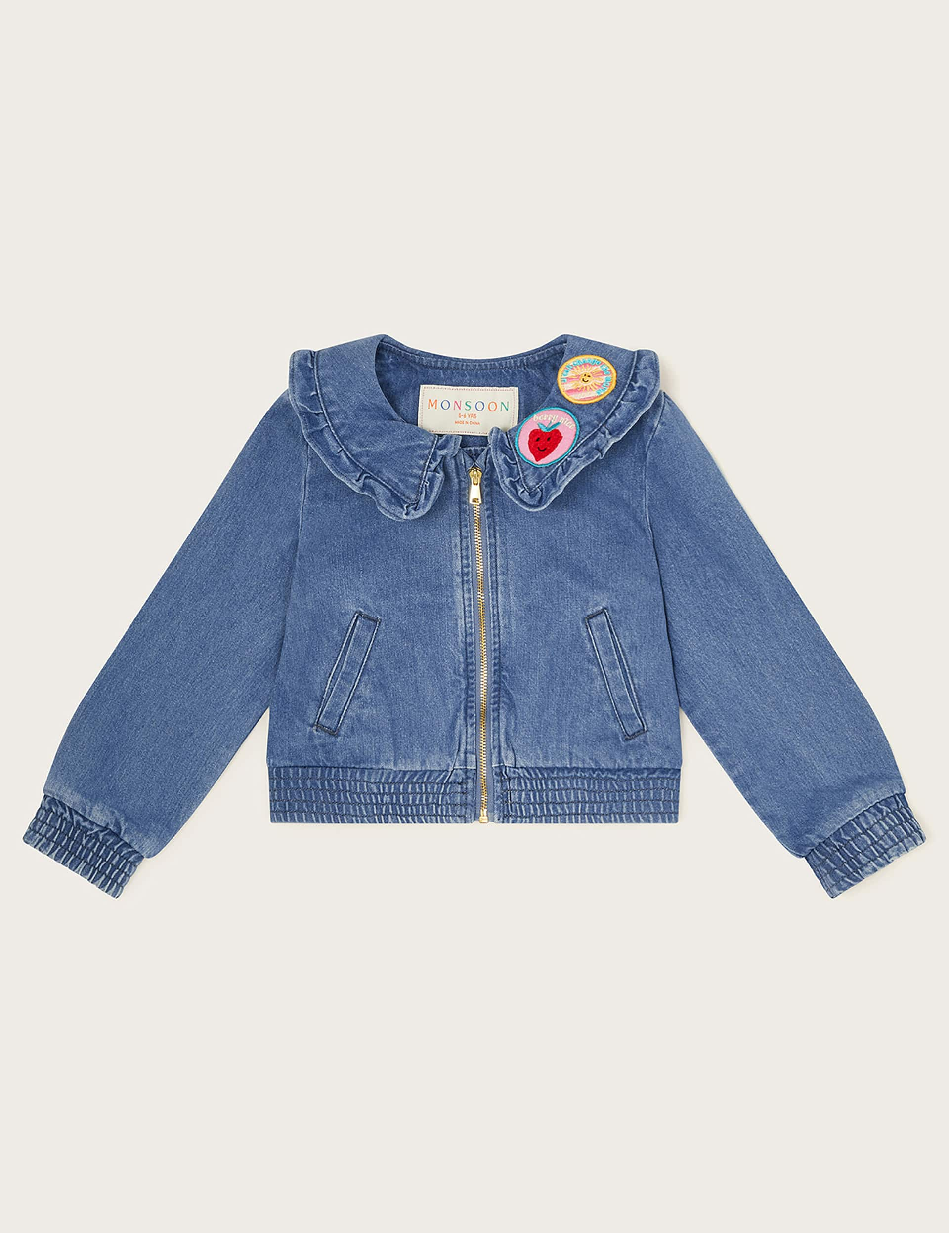 Monsoon Girls Denim Bomber Jacket (3-13 Yrs) - 7-8 Y - Blue, Blue