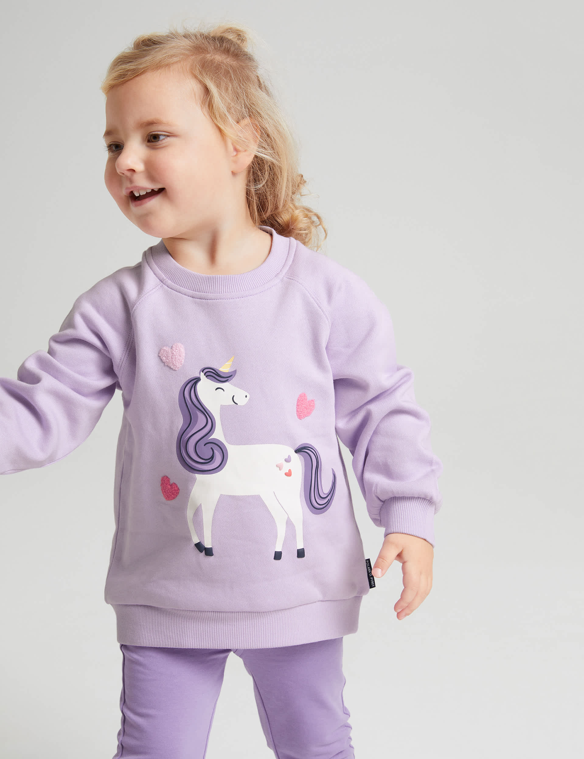 Polarn O. Pyret Girls Pure Cotton Unicorn Sweatshirt (2-10 Yrs) - 9-10Y - Purple Mix, Purple Mix