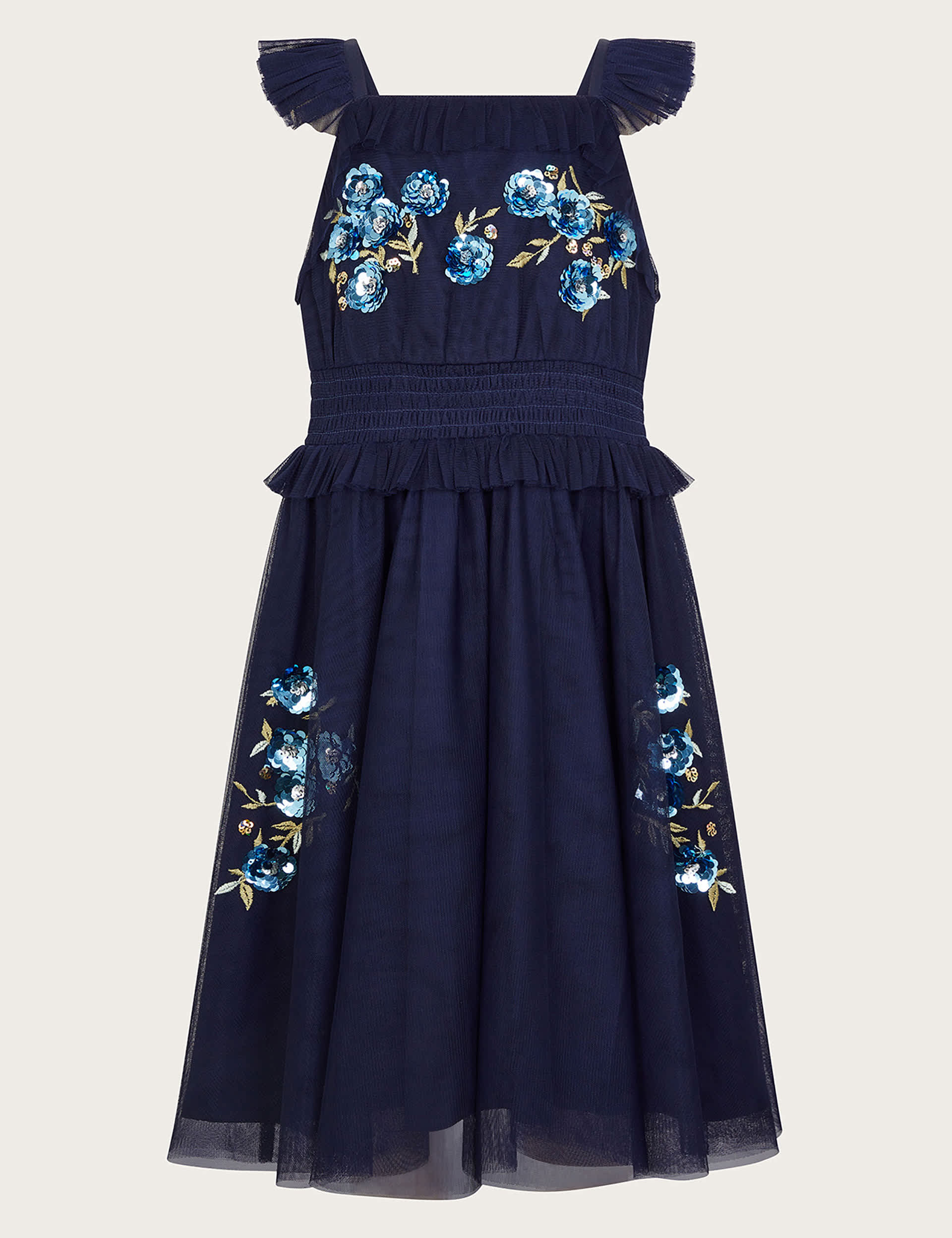 Monsoon Girls Sequin Tulle Occasion Dress (3-15 Yrs) - 3y - Navy, Navy