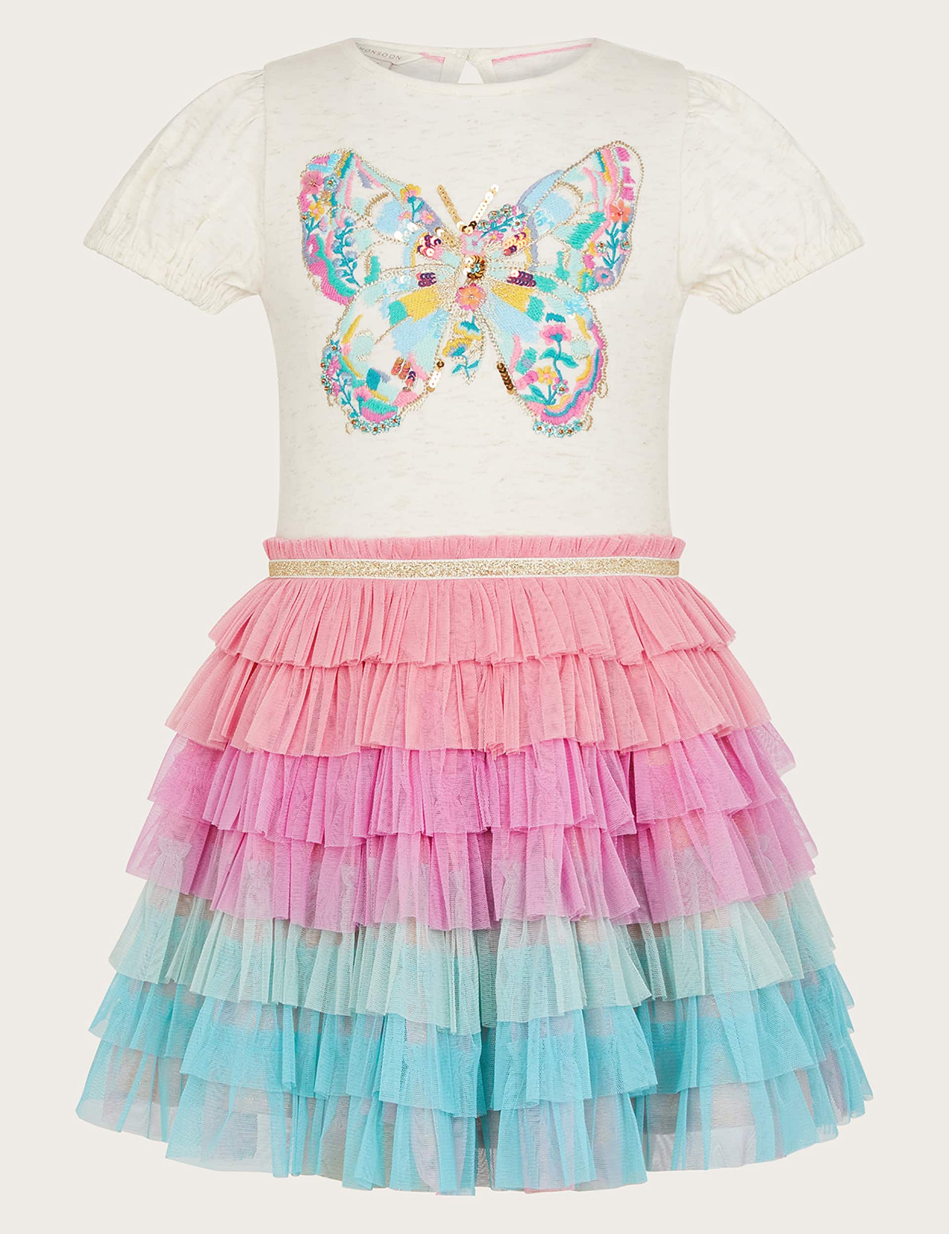 Monsoon Girls Cotton Rich Butterfly Tulle Dress (3-13 Yrs)