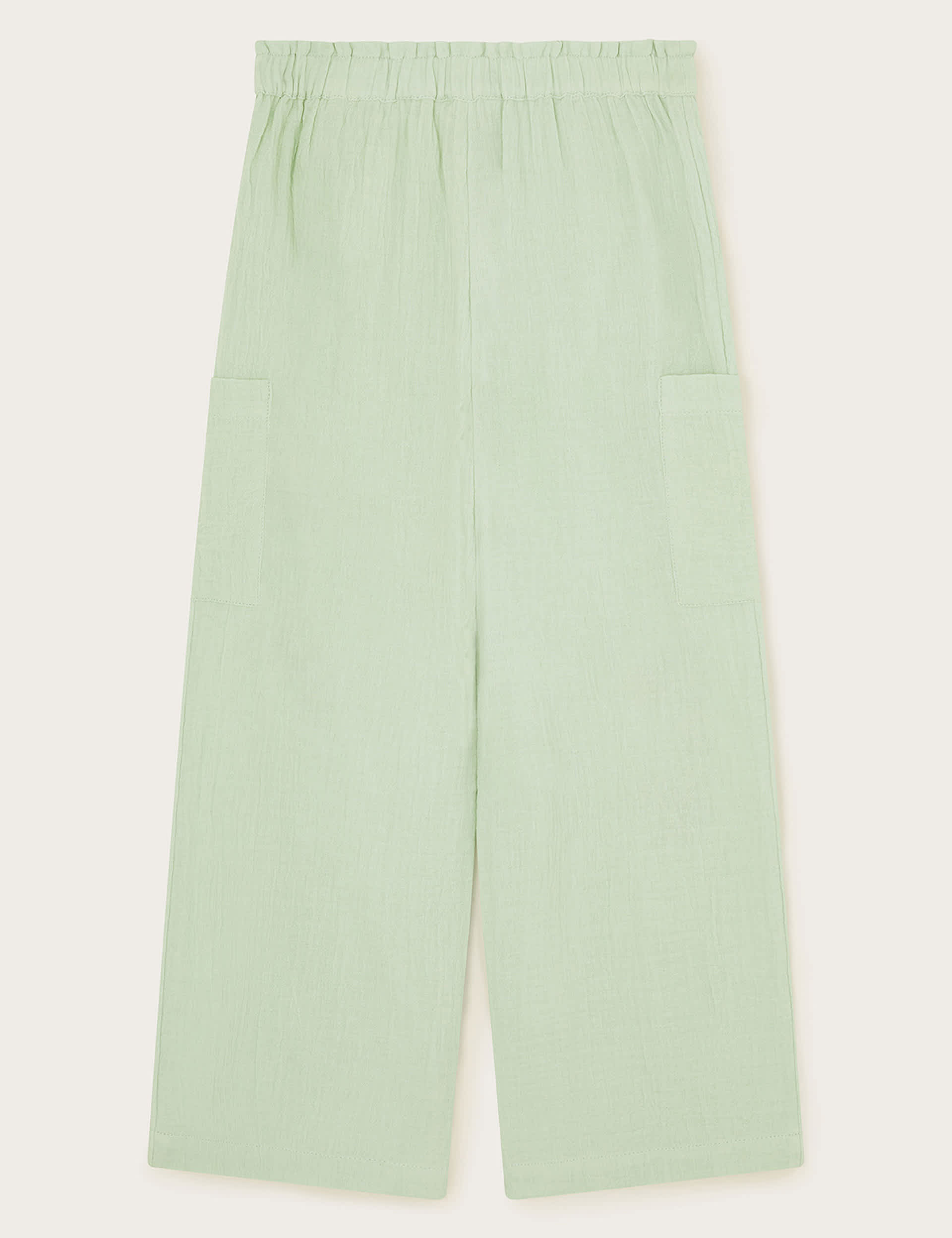 Monsoon Girls Pure Cotton Embroidered Wide Leg Trousers (3-13 Yrs) - 4y - Green, Green