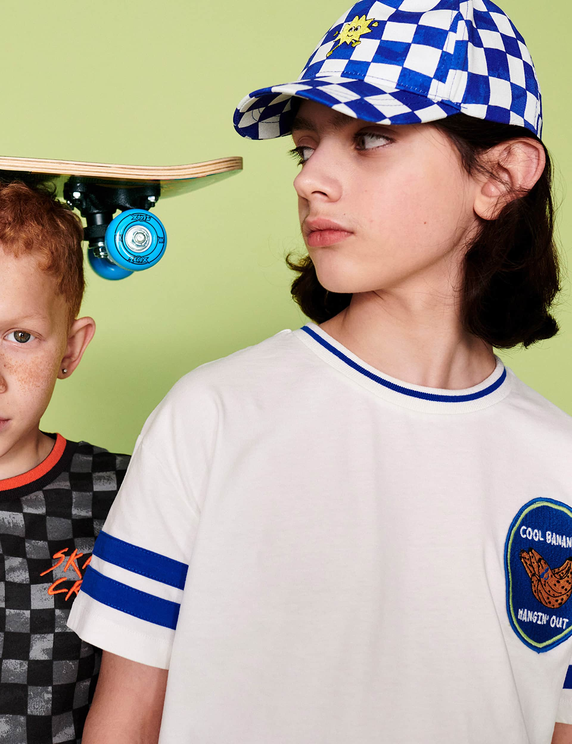 Monsoon Kids Pure Cotton Check Baseball Cap - M-L - Blue Mix, Blue Mix