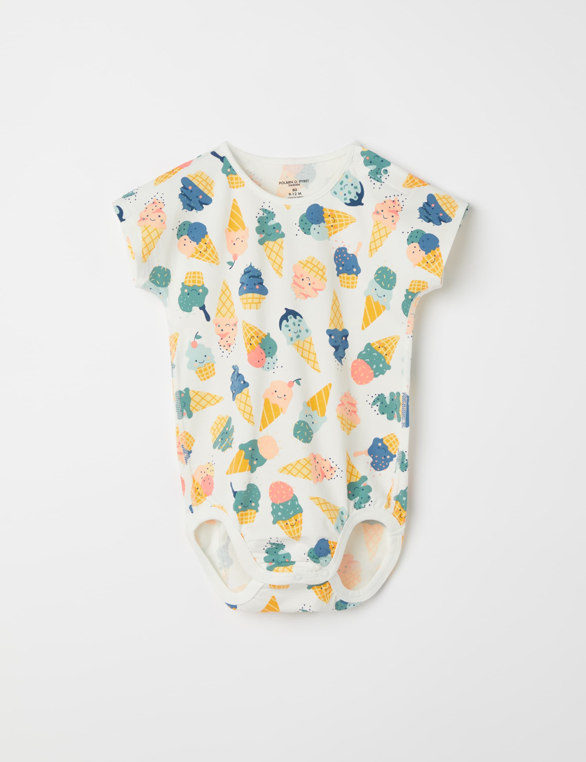 Polarn O. Pyret Cotton Rich Ice Cream Bodysuit (7lbs-1 Yrs) - 4-6M - White Mix, White Mix