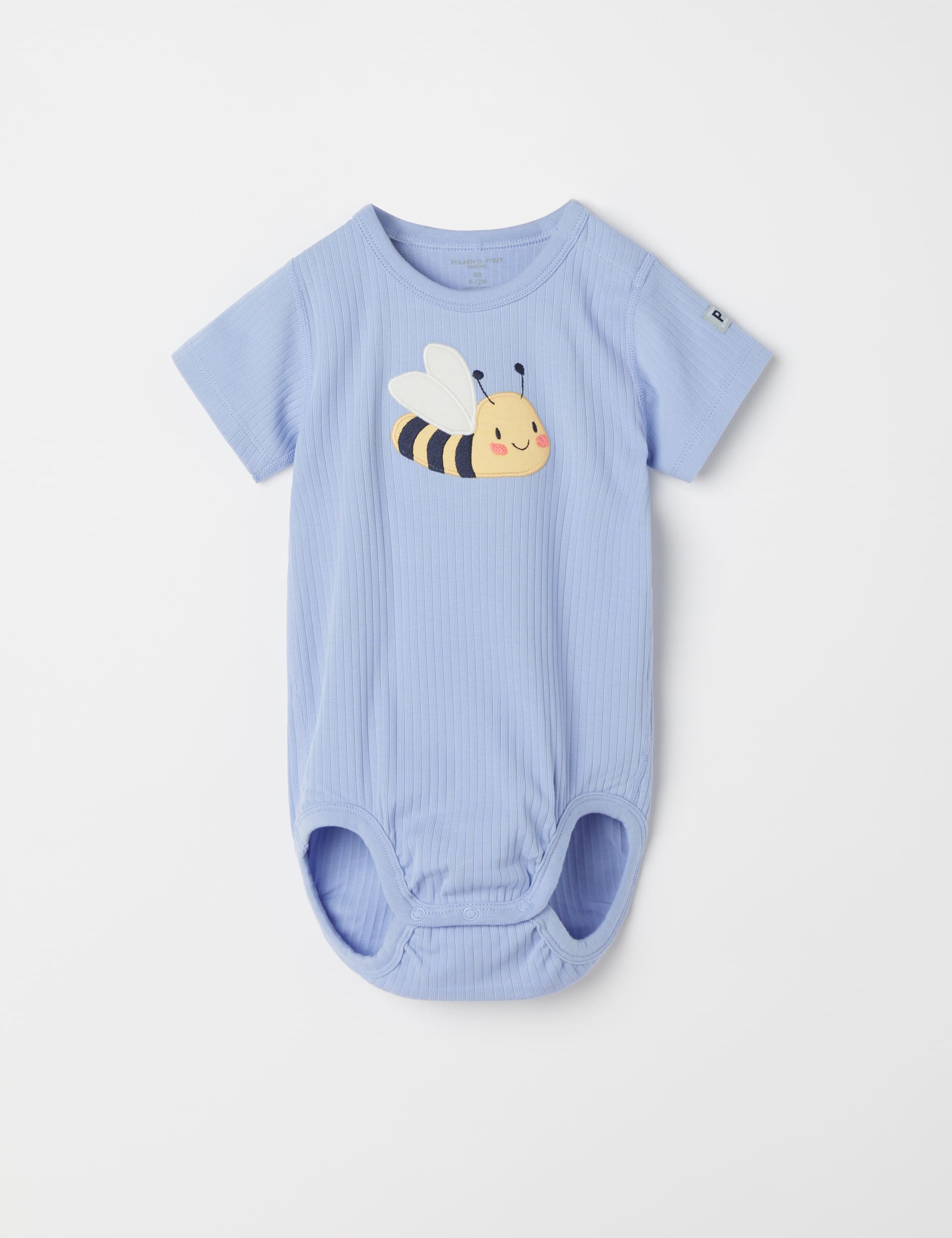 Polarn O. Pyret Cotton Rich Bee Bodysuit (7lbs-1 Yrs) - 2-4M - Light Blue Mix, Light Blue Mix