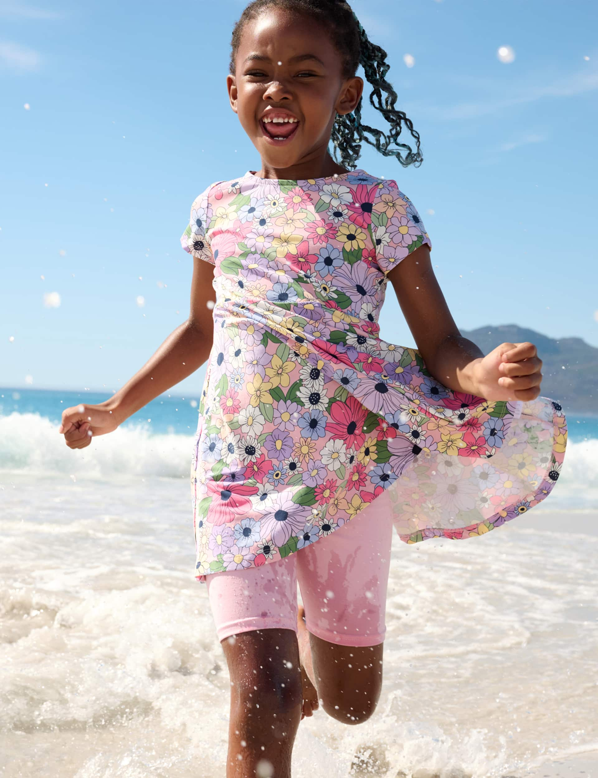 Polarn O. Pyret Girls Cotton Rich Floral Dress (1-10 Yrs) - 4-5 Y - Pink Mix, Pink Mix