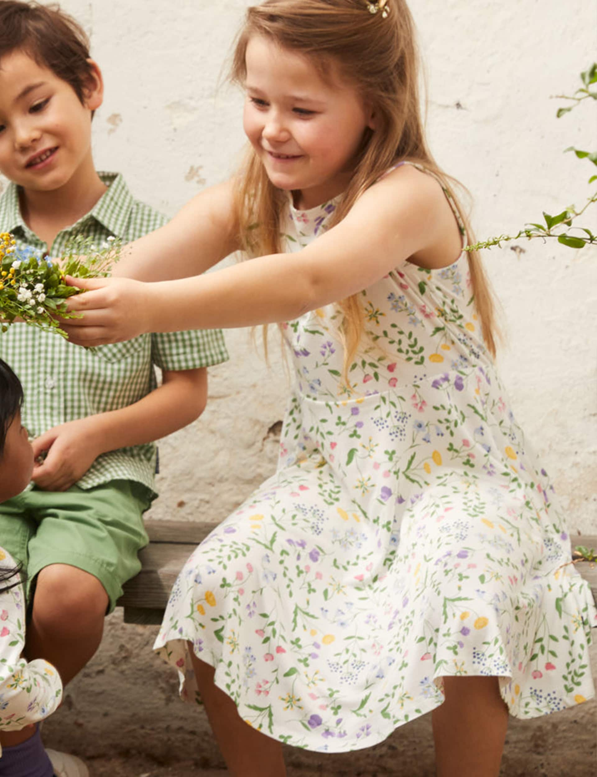 Polarn O. Pyret Ditsy Floral Dress (1-10 Yrs) - 2-3 Y - White Mix, White Mix