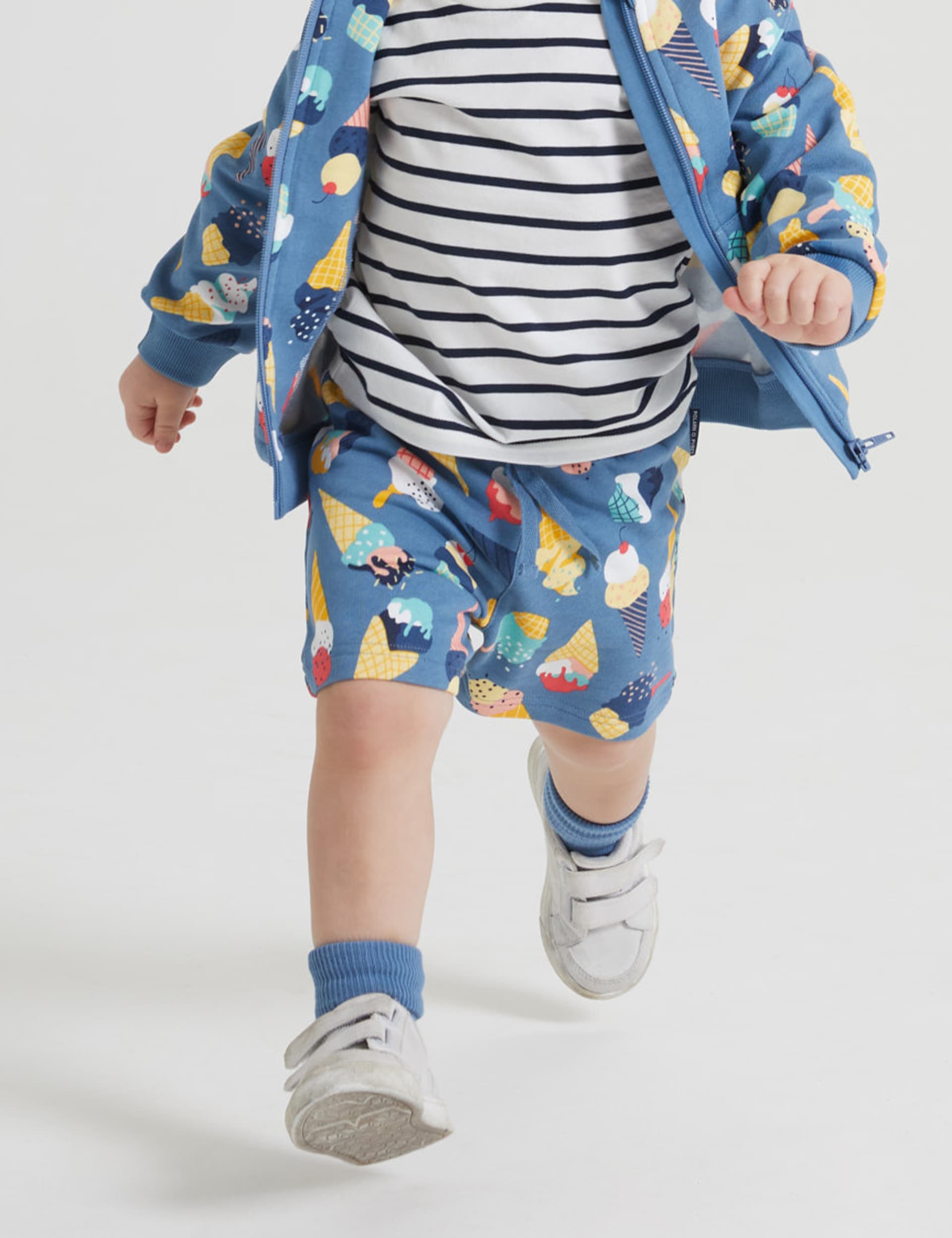 Polarn O. Pyret Pure Cotton Ice Cream Shorts (1-10 Yrs) - 4-5 Y - Blue Mix, Blue Mix