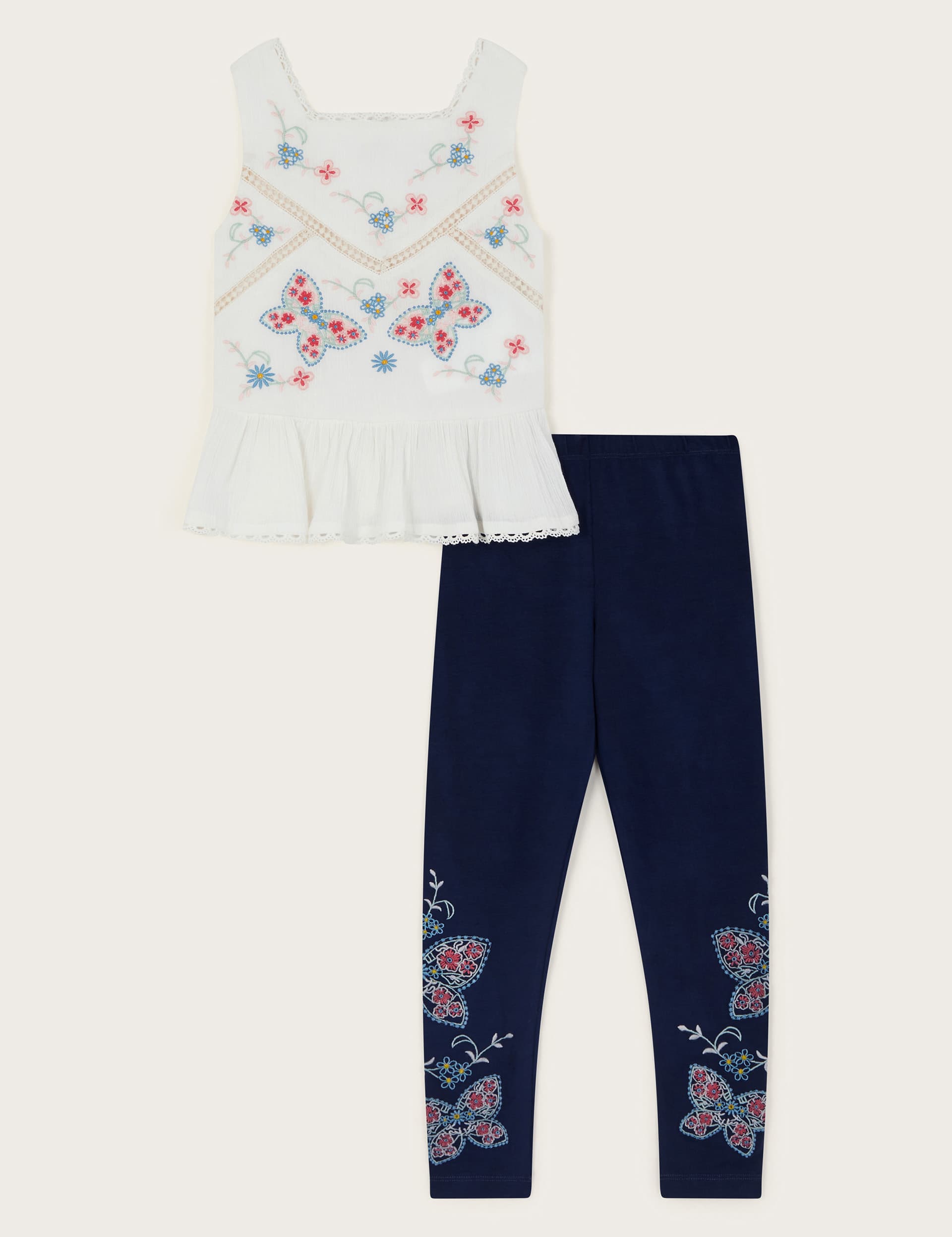 Monsoon Girls 2pc Pure Cotton Butterfly Top & Bottom Outfit (3-13 Yrs)