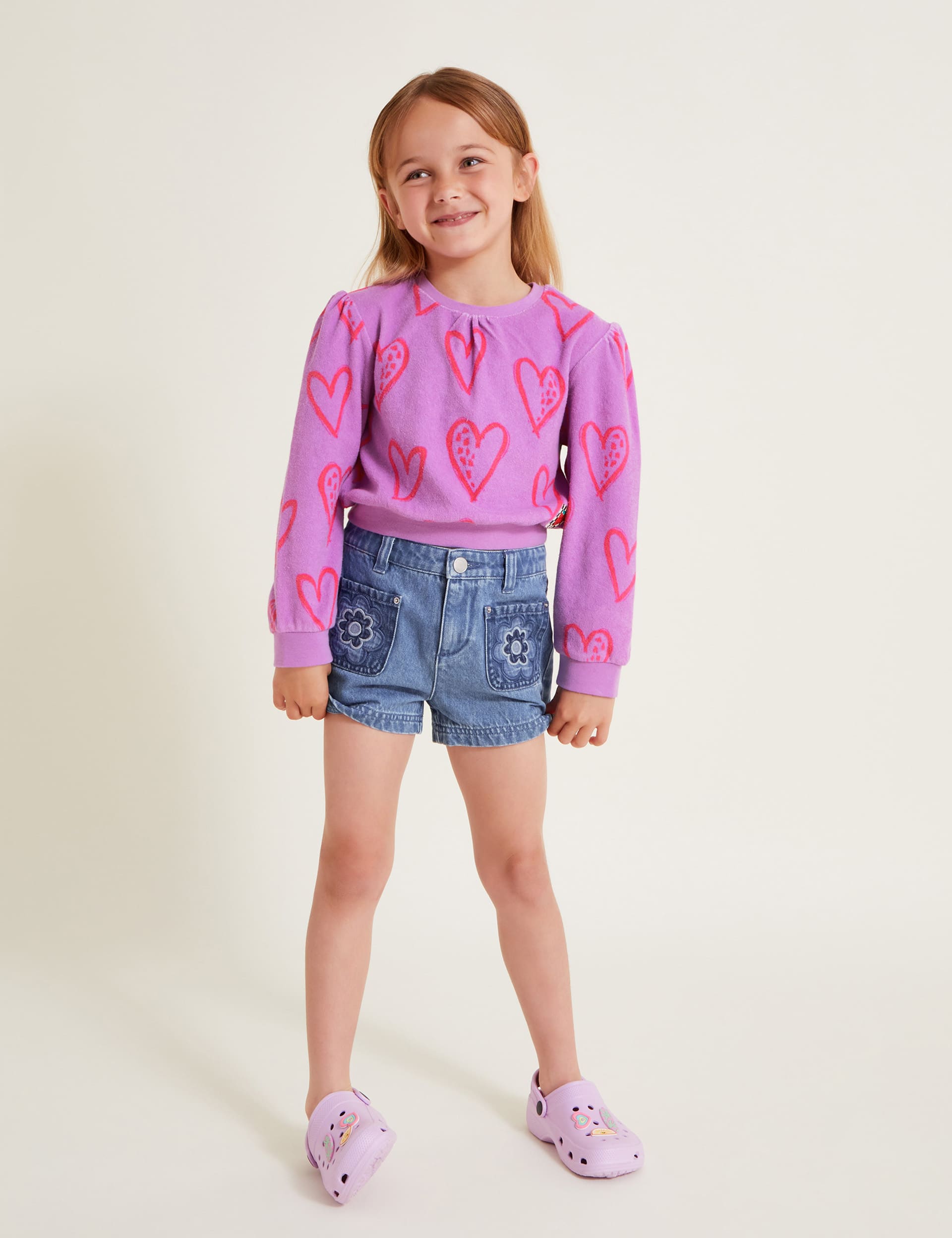 Monsoon Girls Denim Floral Embroidered Shorts (3-13 Yrs) - 9y - Blue, Blue