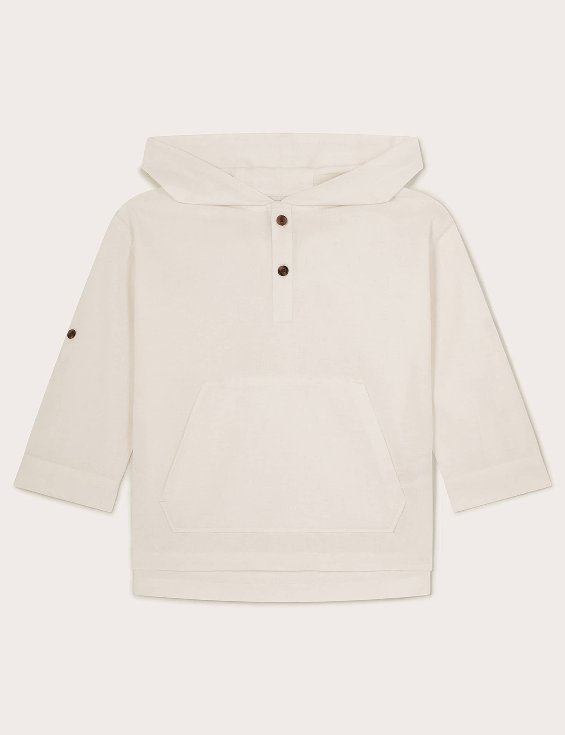 Monsoon Boys Cotton-Rich Hoodie (6 Mths-8 Yrs) - 7-8 Y - Ivory, Ivory