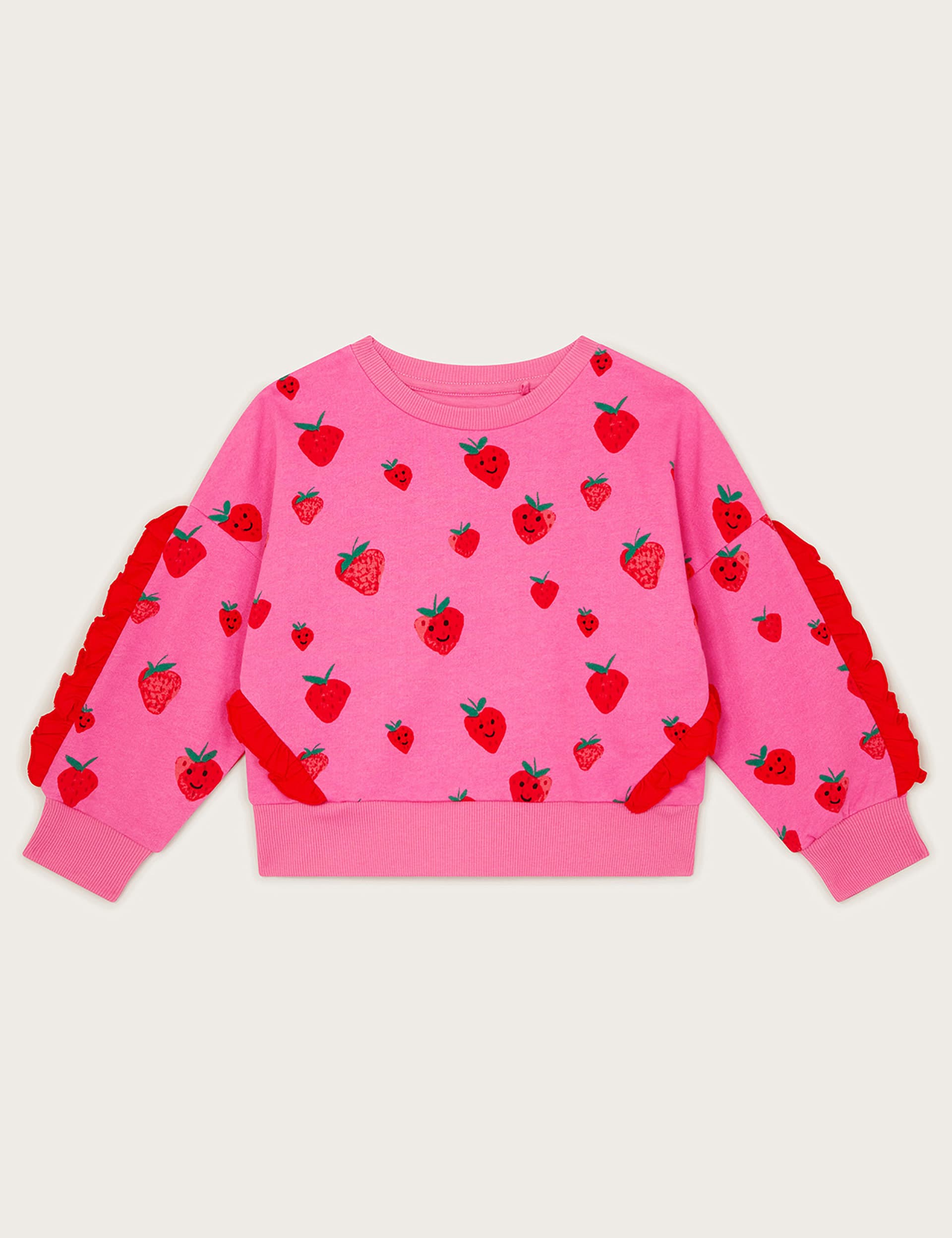 Monsoon Girls Pure Cotton Embroidered Sweatshirt (3-13 Yrs) - 7-8 Y - Pink Mix, Pink Mix