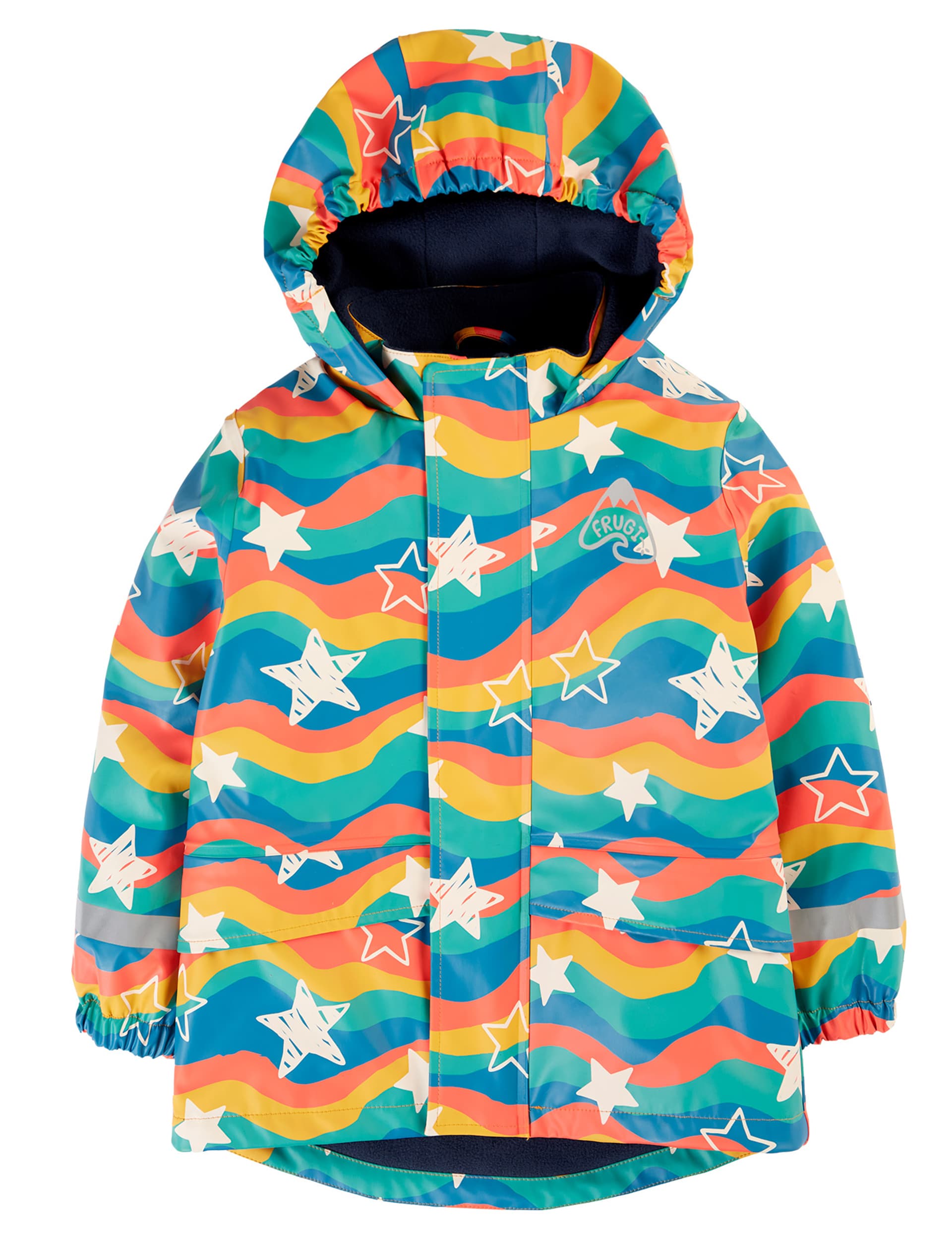 Frugi Star Print Hooded Fleece Lined Raincoat (1-10 Yrs) - 3-4 Y - Multi, Multi