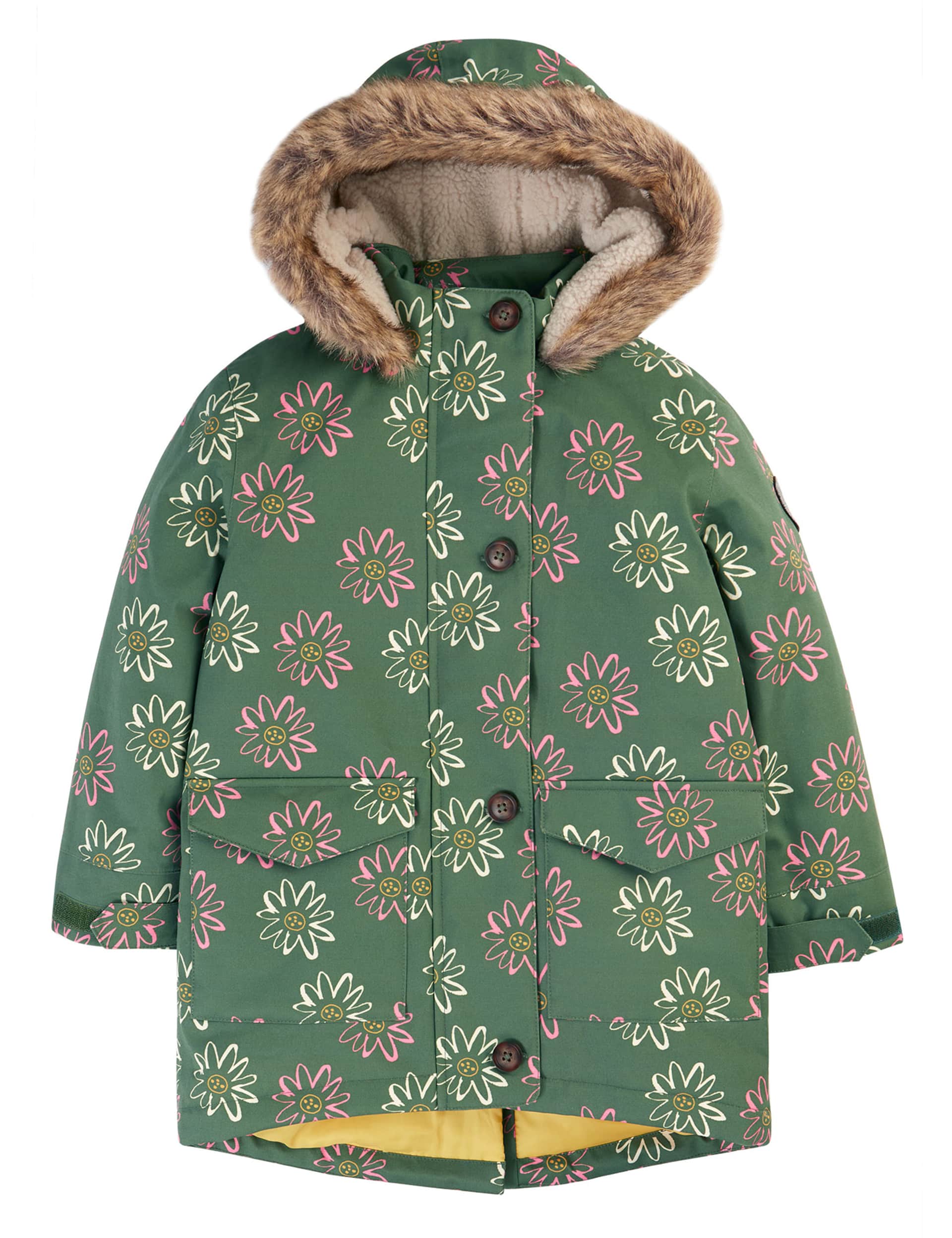 Frugi Girls Pure Cotton Floral Hooded Parka Coat (5-10 Yrs)
