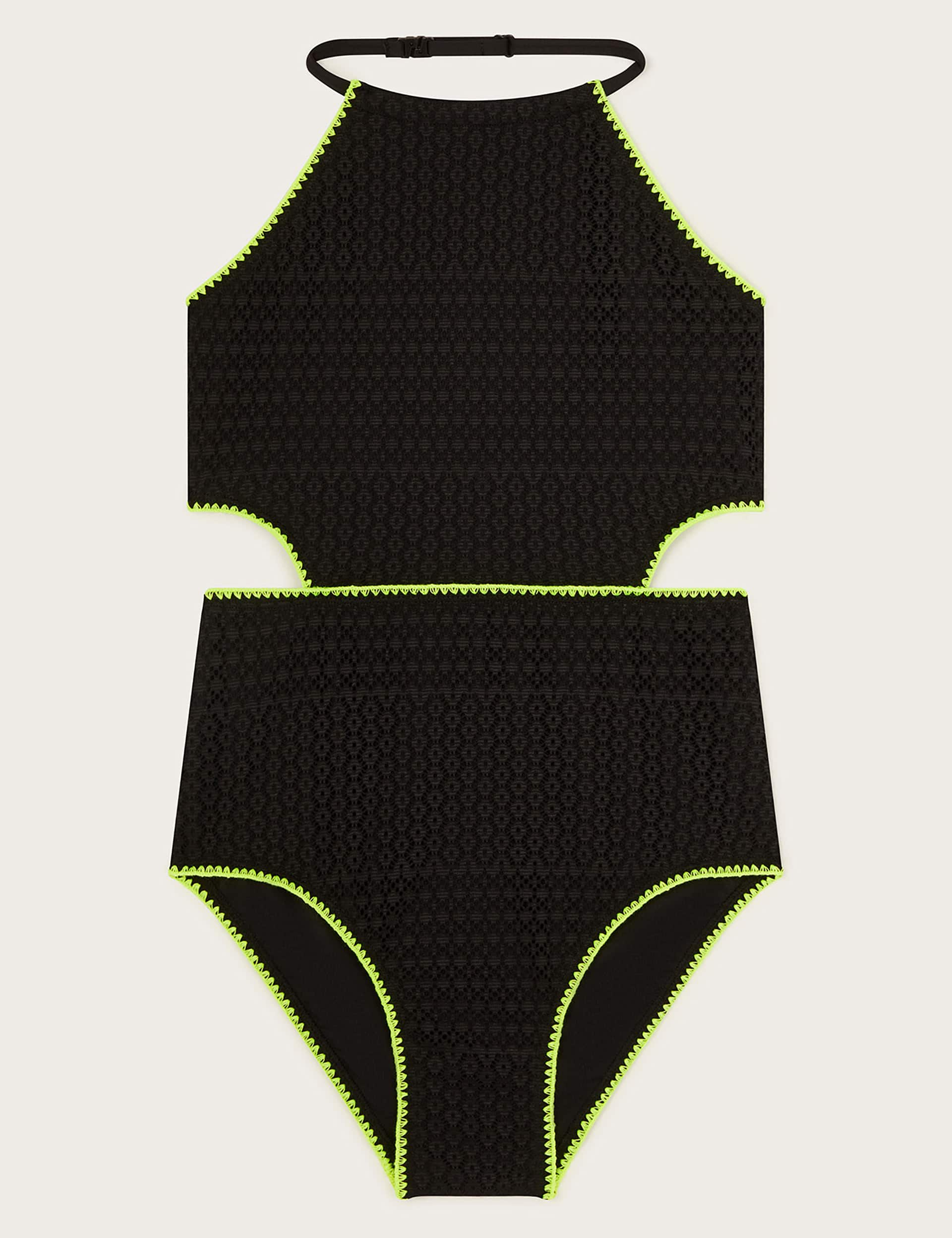 Monsoon Girls Crochet Swimsuit (7-14 Yrs) - 9-10Y - Black, Black