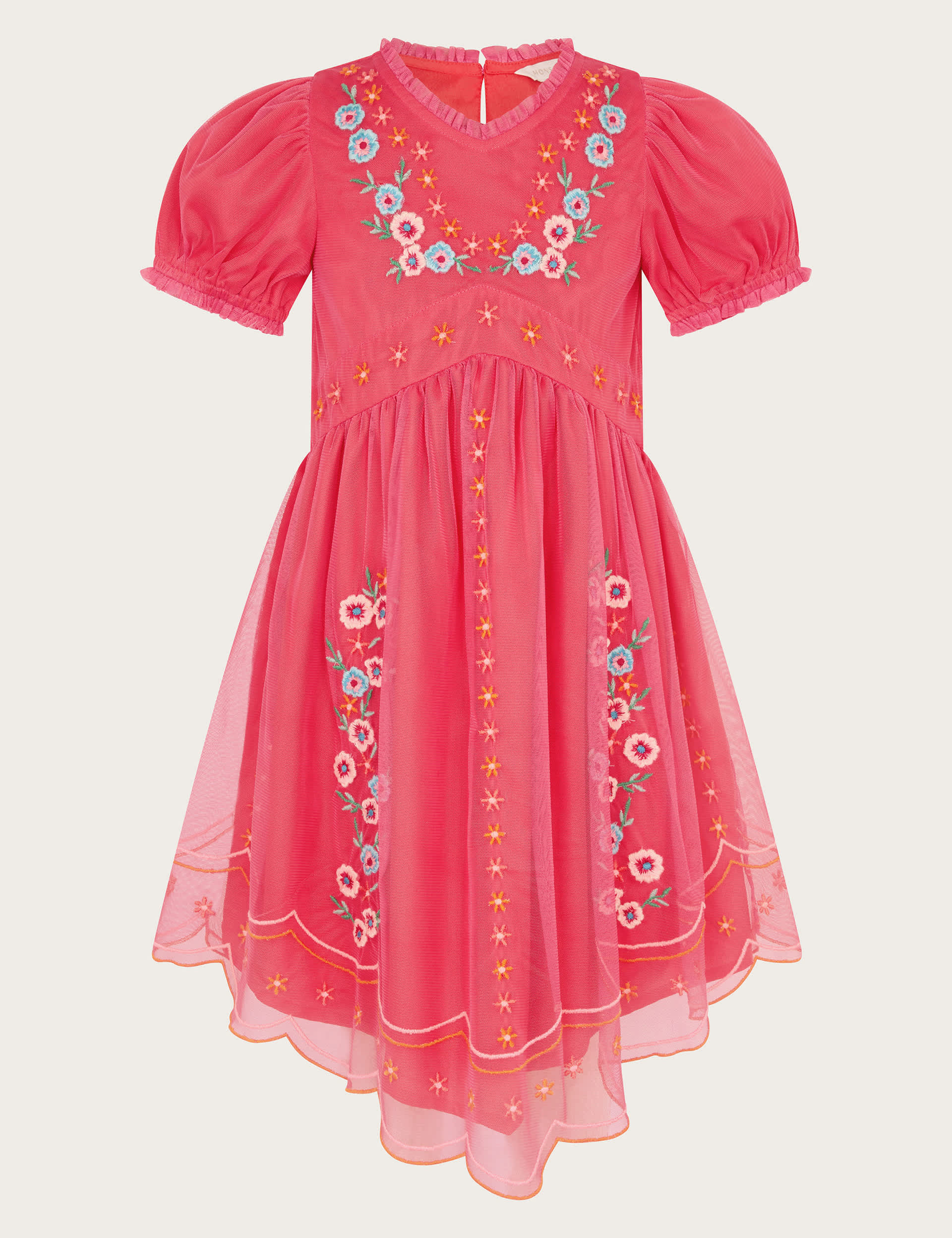 Monsoon Girls Embroidered Dress (3-15 Yrs) - 8y - Pink Mix, Pink Mix