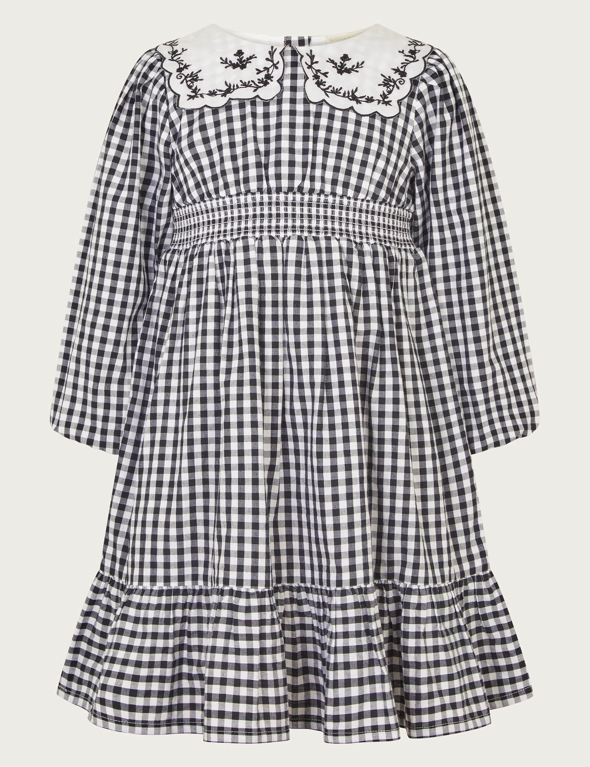 Monsoon Girls Pure Cotton Gingham Check Dress (3-13 Yrs) - 4y - Multi, Multi