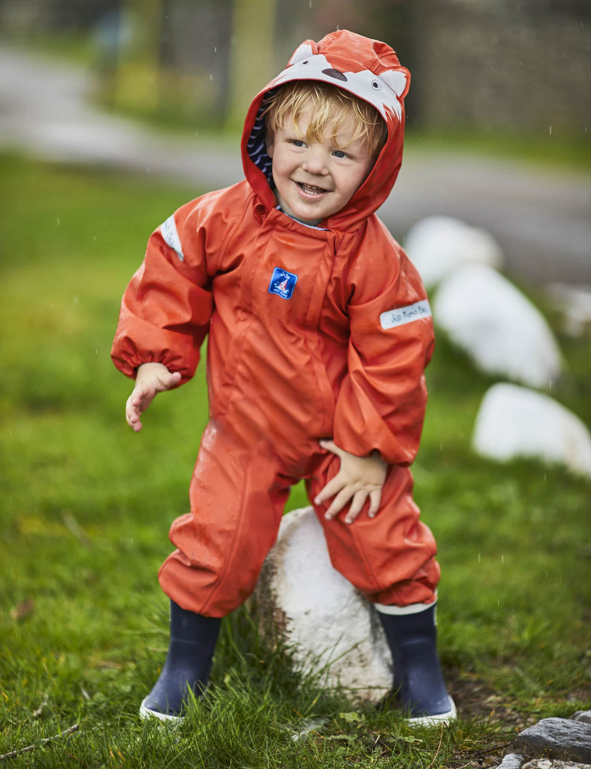 Jojo Maman Bb Fox Waterproof Puddlesuit (9 Mths-3 Yrs) - 9-12M - Dark Orange, Dark Orange