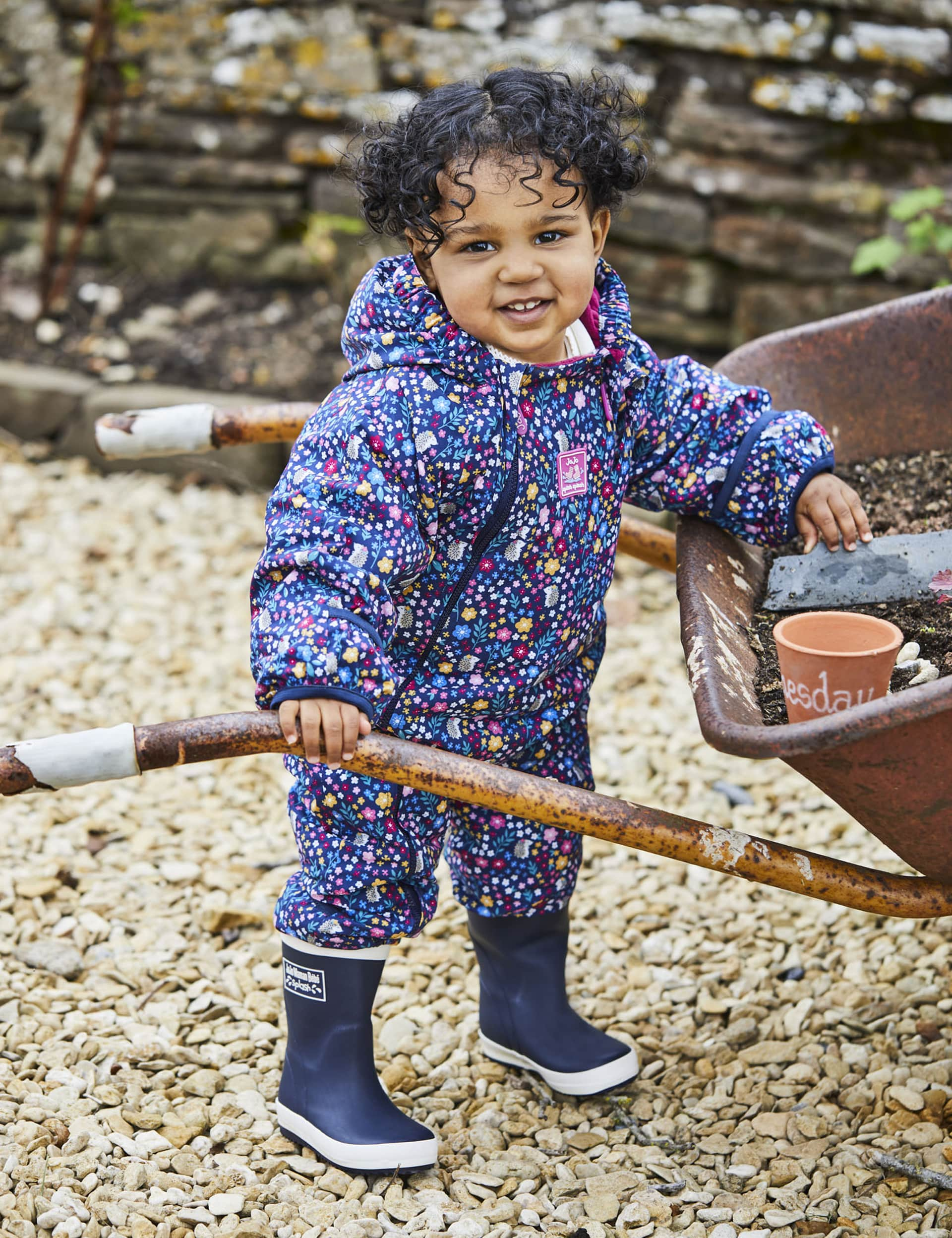 Jojo Maman Bb Girls Waterproof Floral All in One (9 Mths-3 Yrs) - 9-12M - Navy Mix, Navy Mix