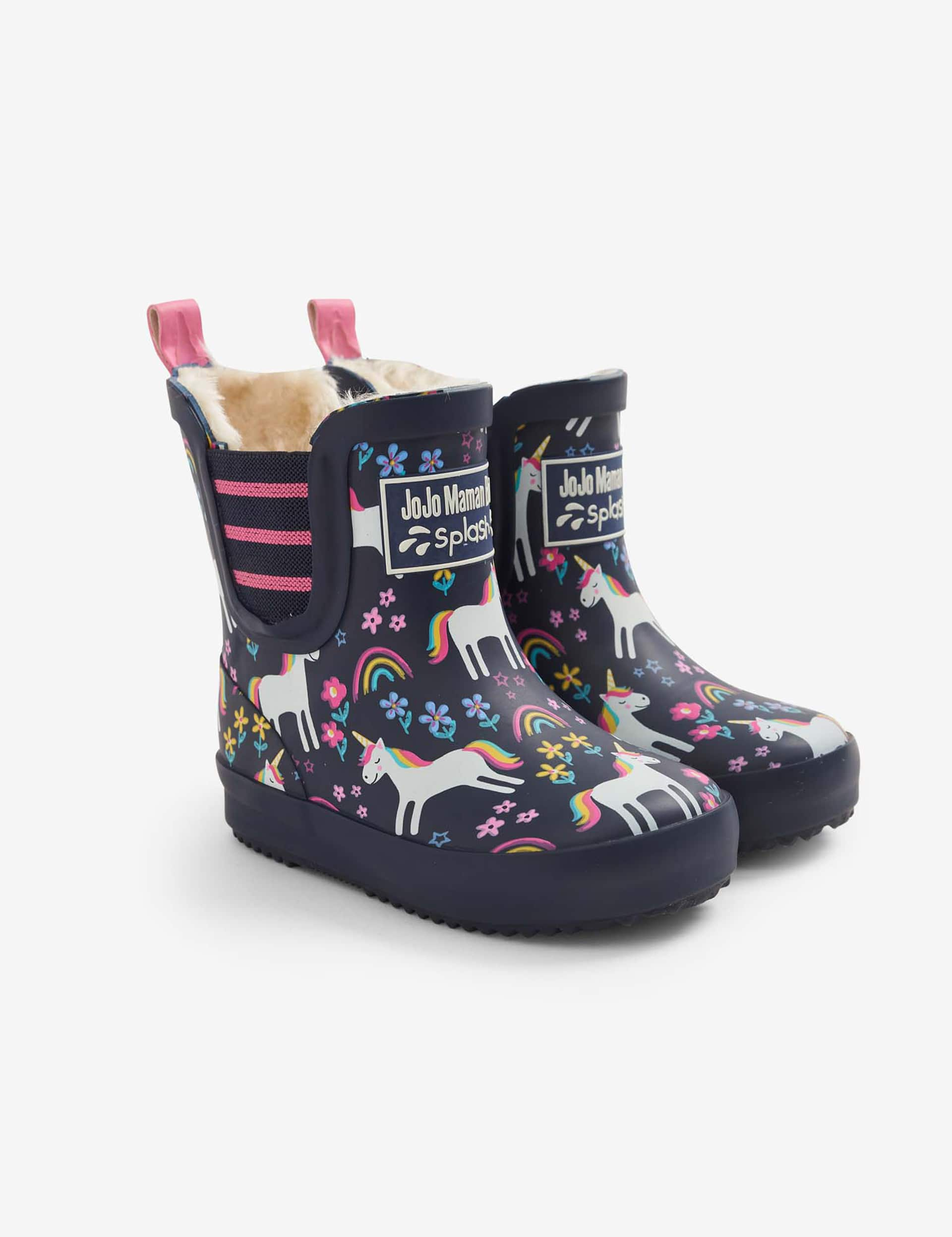 Jojo Maman Bb Kids Unicorn Print Wellies (4 Small - 10 Small) - 6 S - Navy Mix, Navy Mix