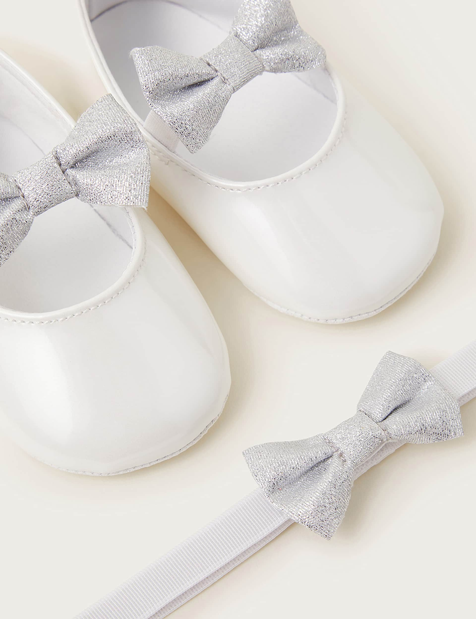 Monsoon Baby 2pc Bow Pre-Walker Shoes & Bando Set (0-18 Mths) - 12-18 - Ivory, Ivory