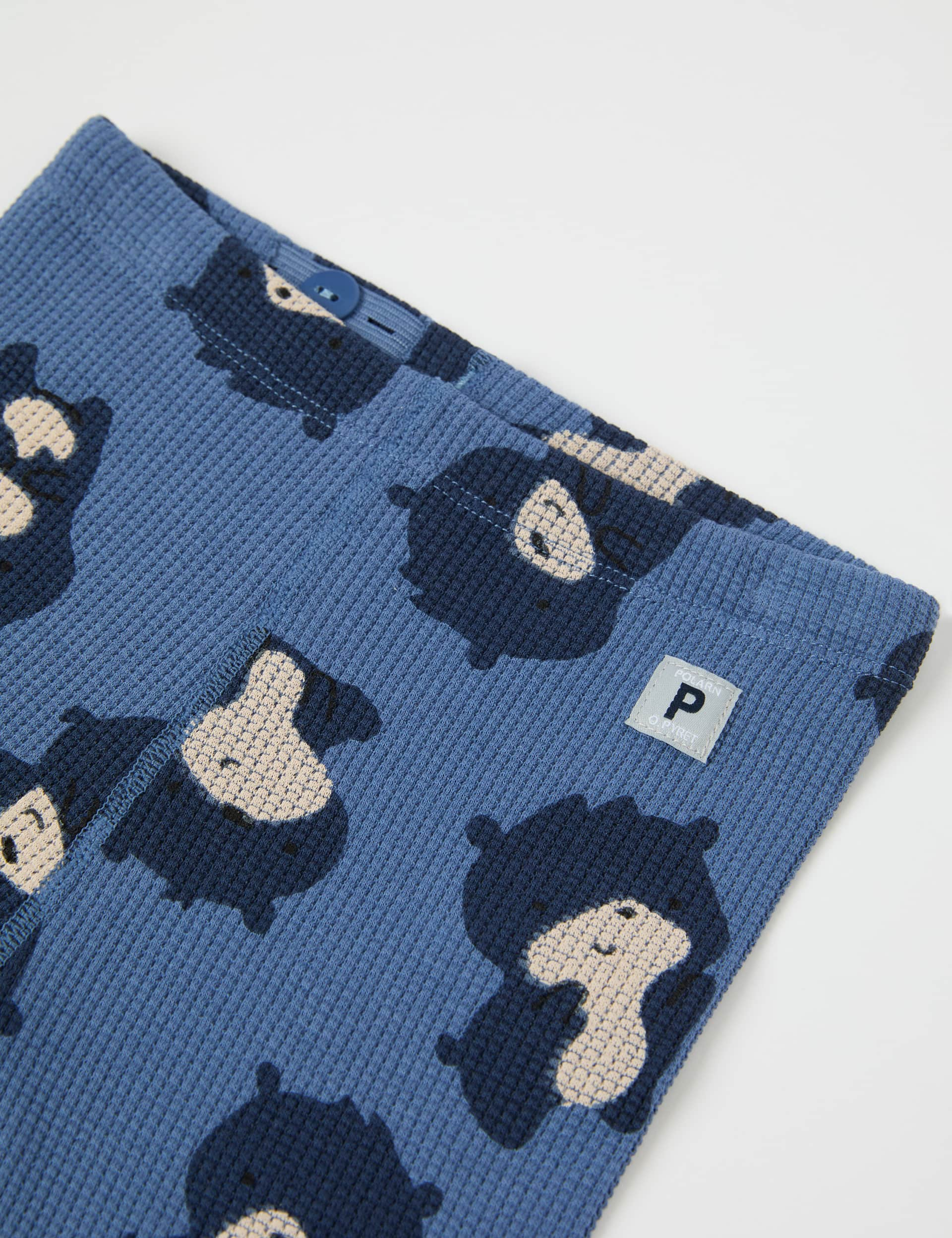 Polarn O. Pyret Boys Cotton Rich Bear Leggings (1-12 Mths) - 2-4M - Medium Blue Mix, Medium Blue Mix