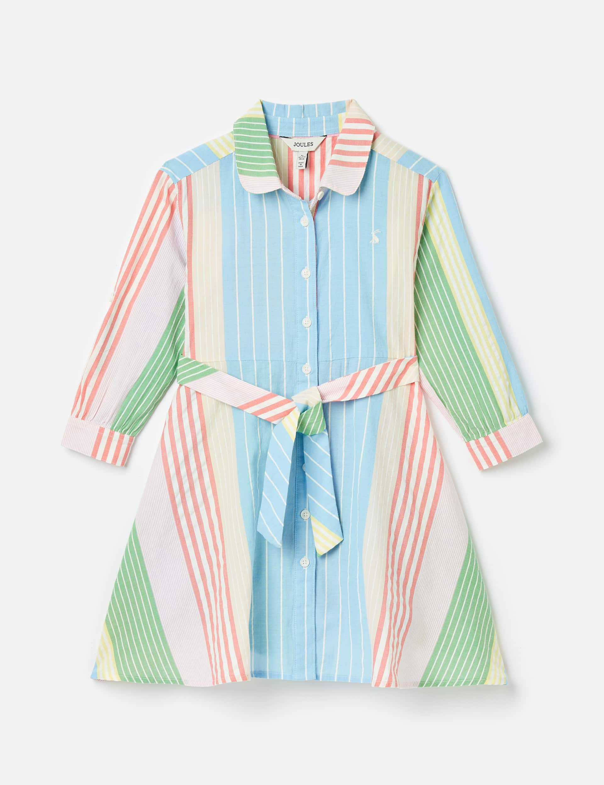 Joules Girls Pure Cotton Striped Shirt Dress (5-13 Yrs) - 7-8 Y - Multi, Multi