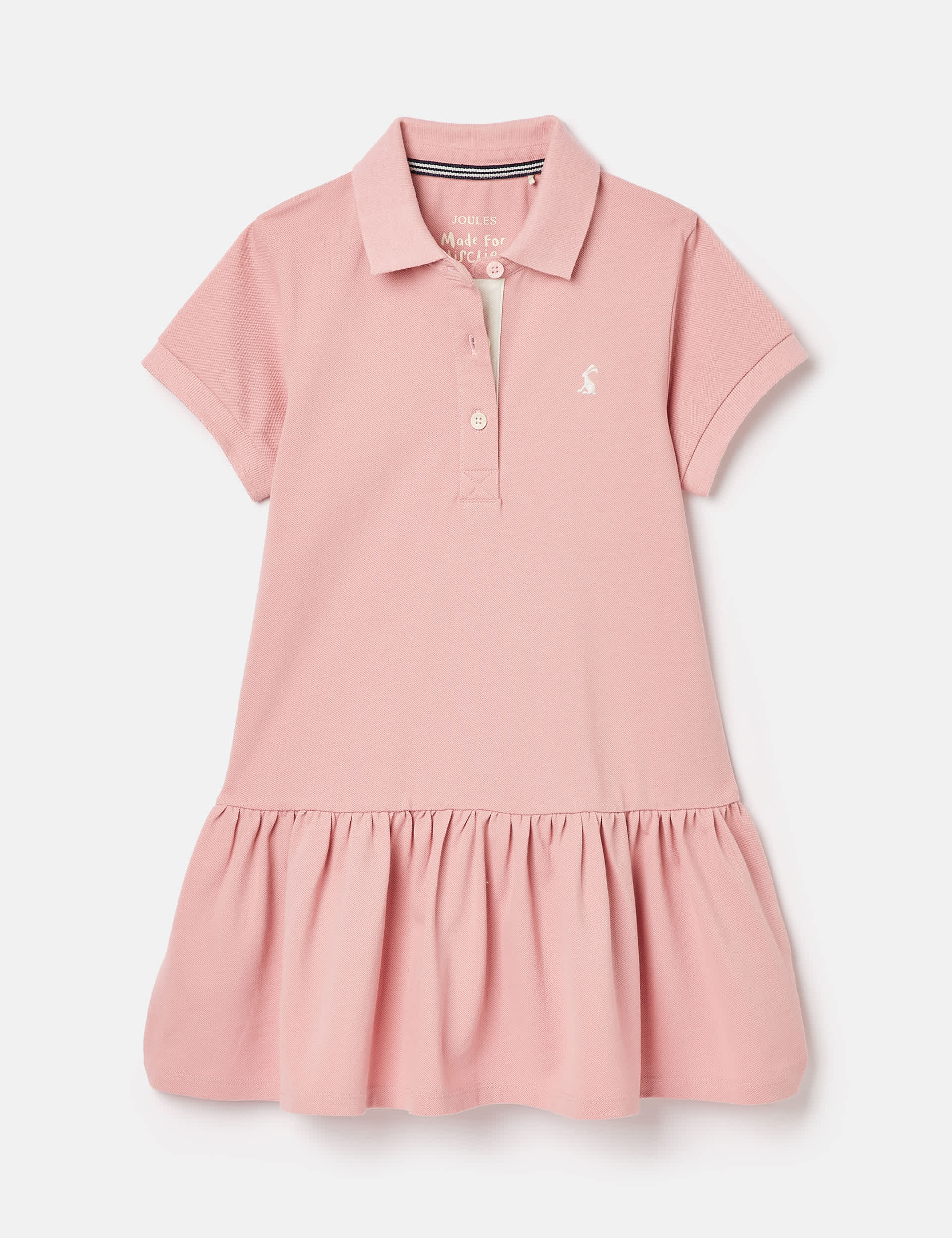 Joules Girls Pure Cotton Tired Hem Polo Dress (2-13 Yrs) - 4-5 Y - Pink, Pink