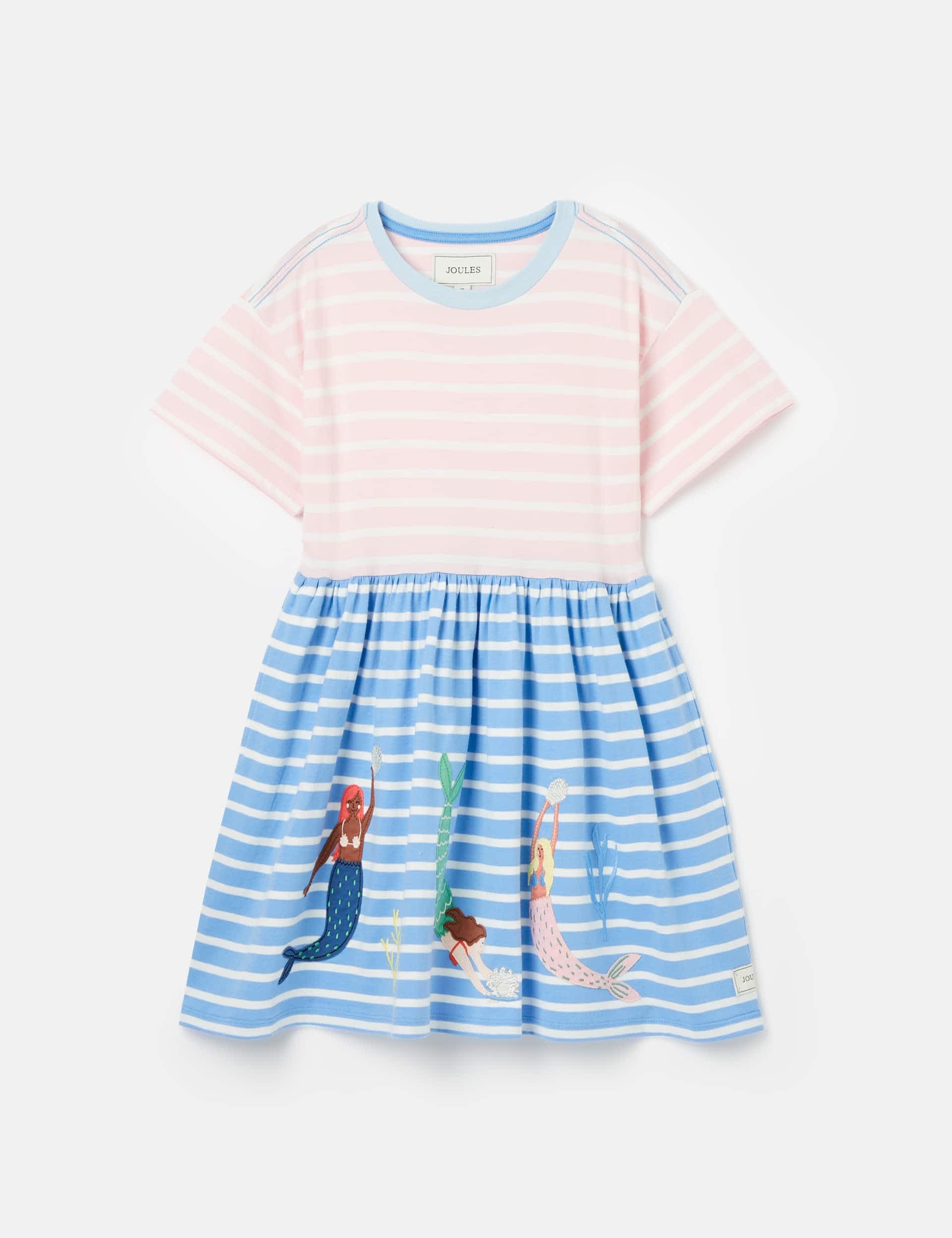 Joules Girls Pure Cotton Mermaid Applique Dress (2-9 Yrs)