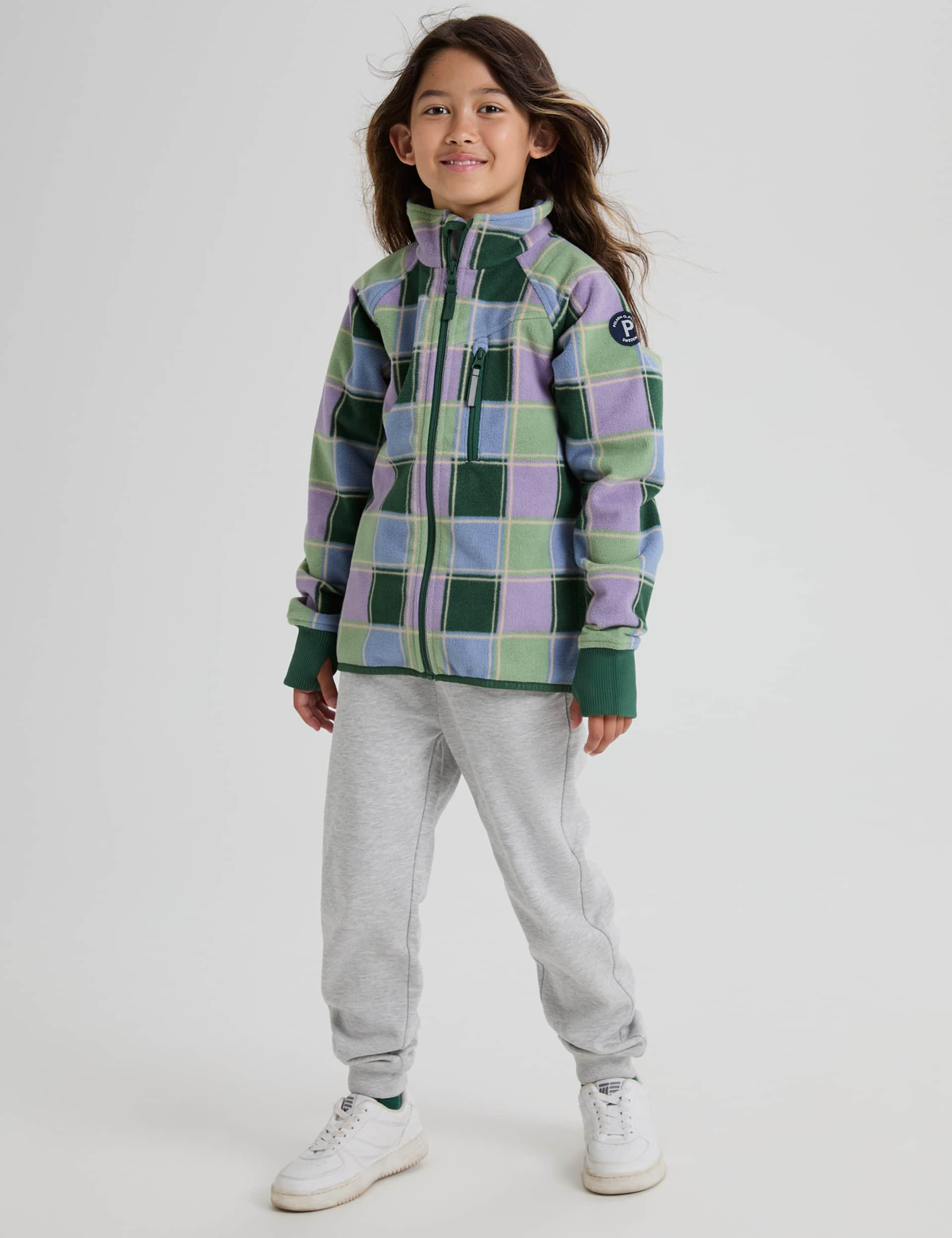 Polarn O. Pyret Fleece Checked Jacket (6 Mths-10 Yrs) - 3-4 Y - Purple Mix, Navy,Purple Mix