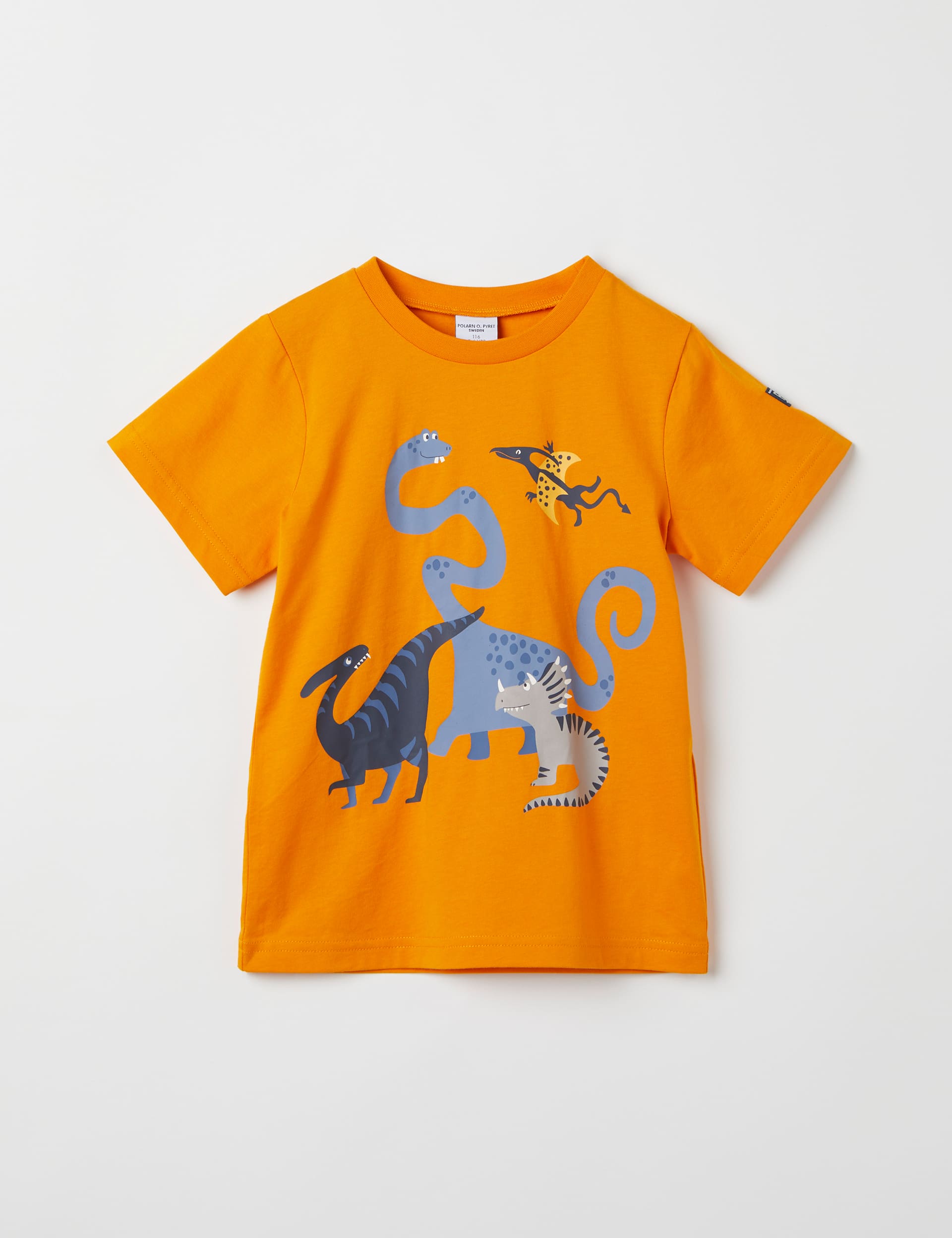 Polarn O. Pyret Pure Cotton Dinosaur T-Shirt (1-10 Yrs) - 18-24 - Orange Mix, Orange Mix