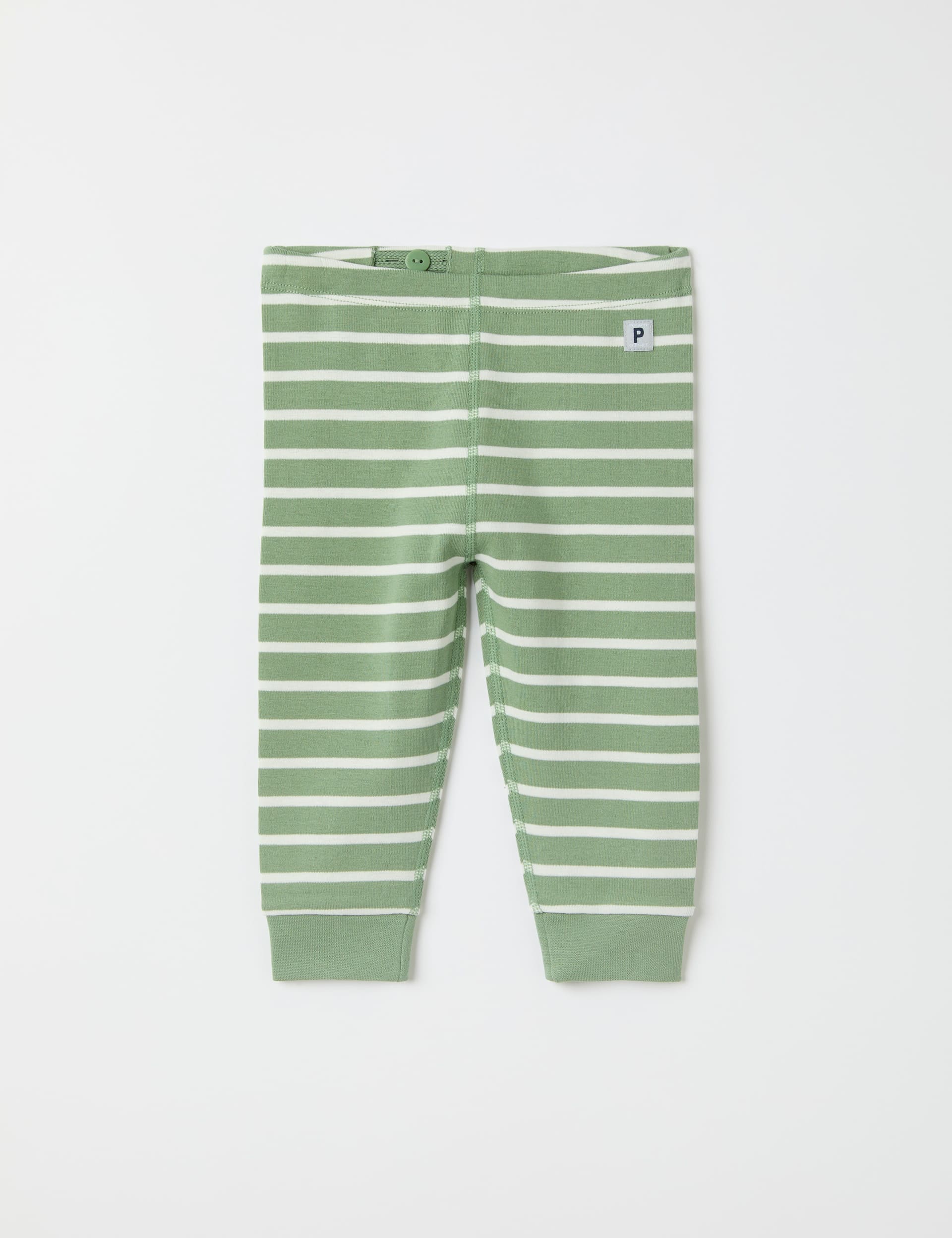 Polarn O. Pyret Pure Cotton Striped Leggings (7lbs-24 Mths) - 6-9 M - Green Mix, Green Mix