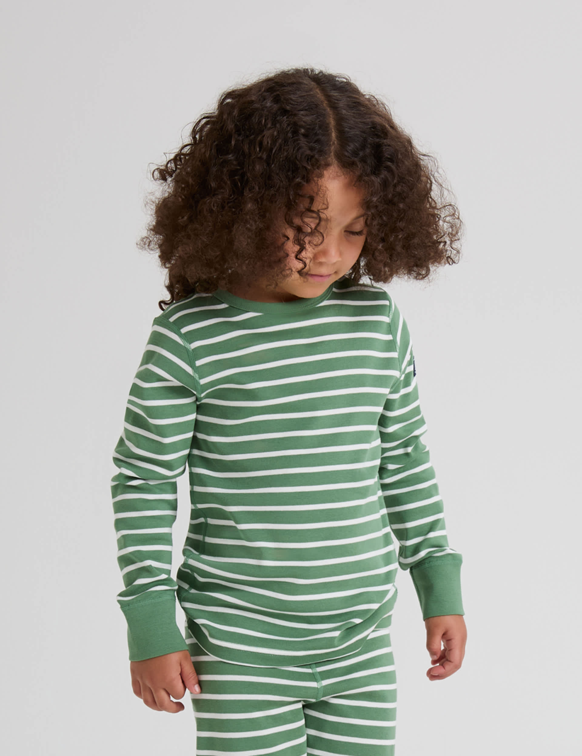 Polarn O. Pyret Boys Pure Cotton Striped Top (1-10 Yrs) - 18-24 - Green Mix, Green Mix