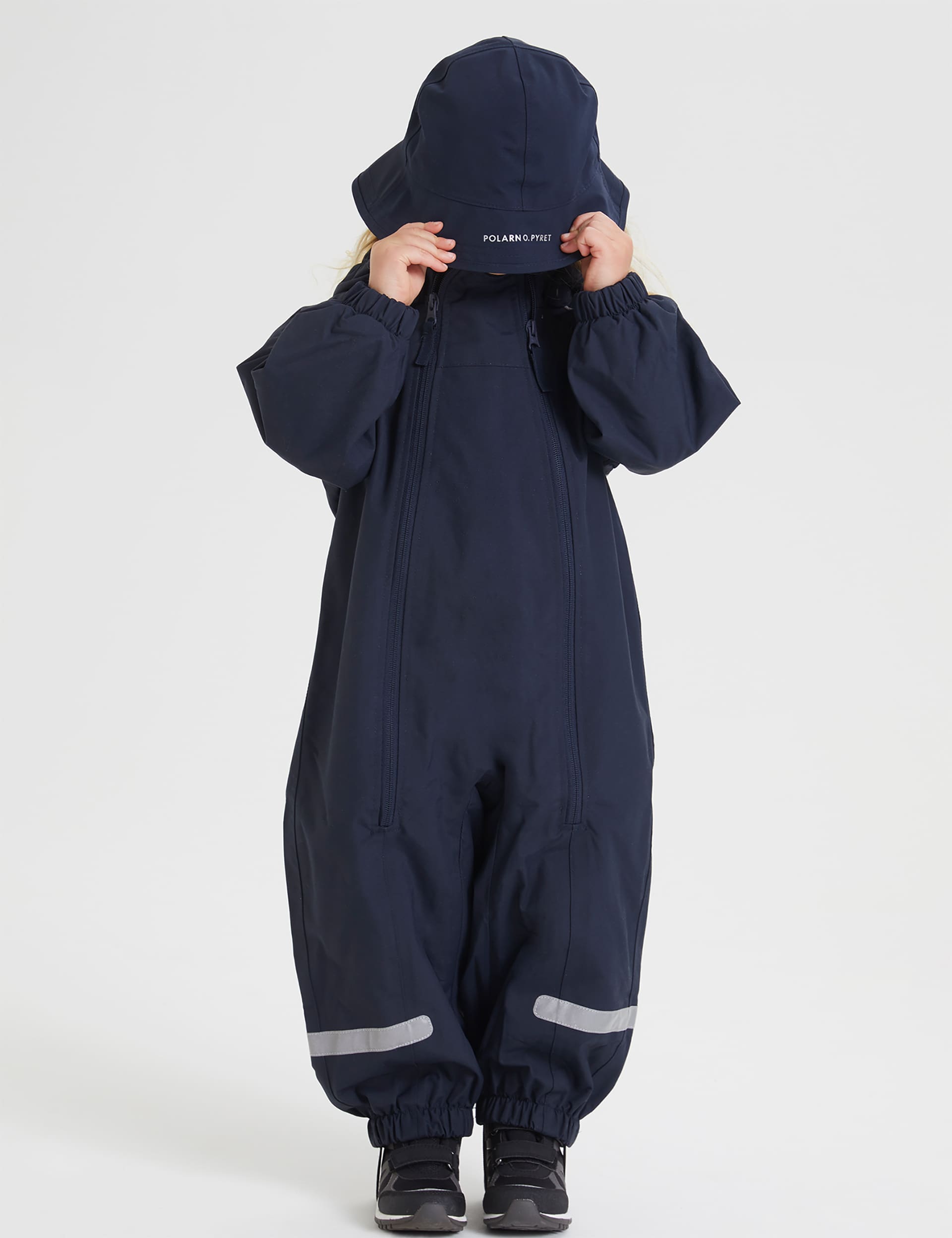 Polarn O. Pyret Hooded Fleece Lined Zip Snowsuit (6-24 Mths) - 12-18 - Navy, Navy,Pink