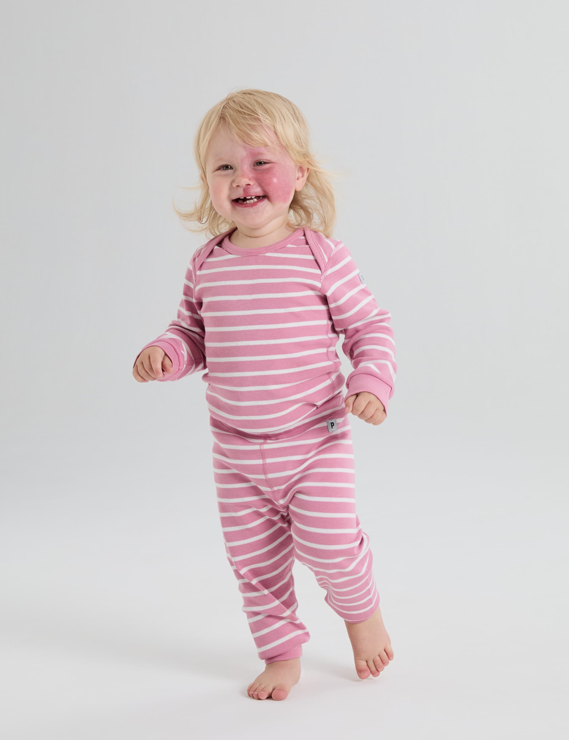 Polarn O. Pyret Girls Pure Cotton Striped Bodysuit (7lbs-24 Mths) - 6-9 M - Pink Mix, Pink Mix