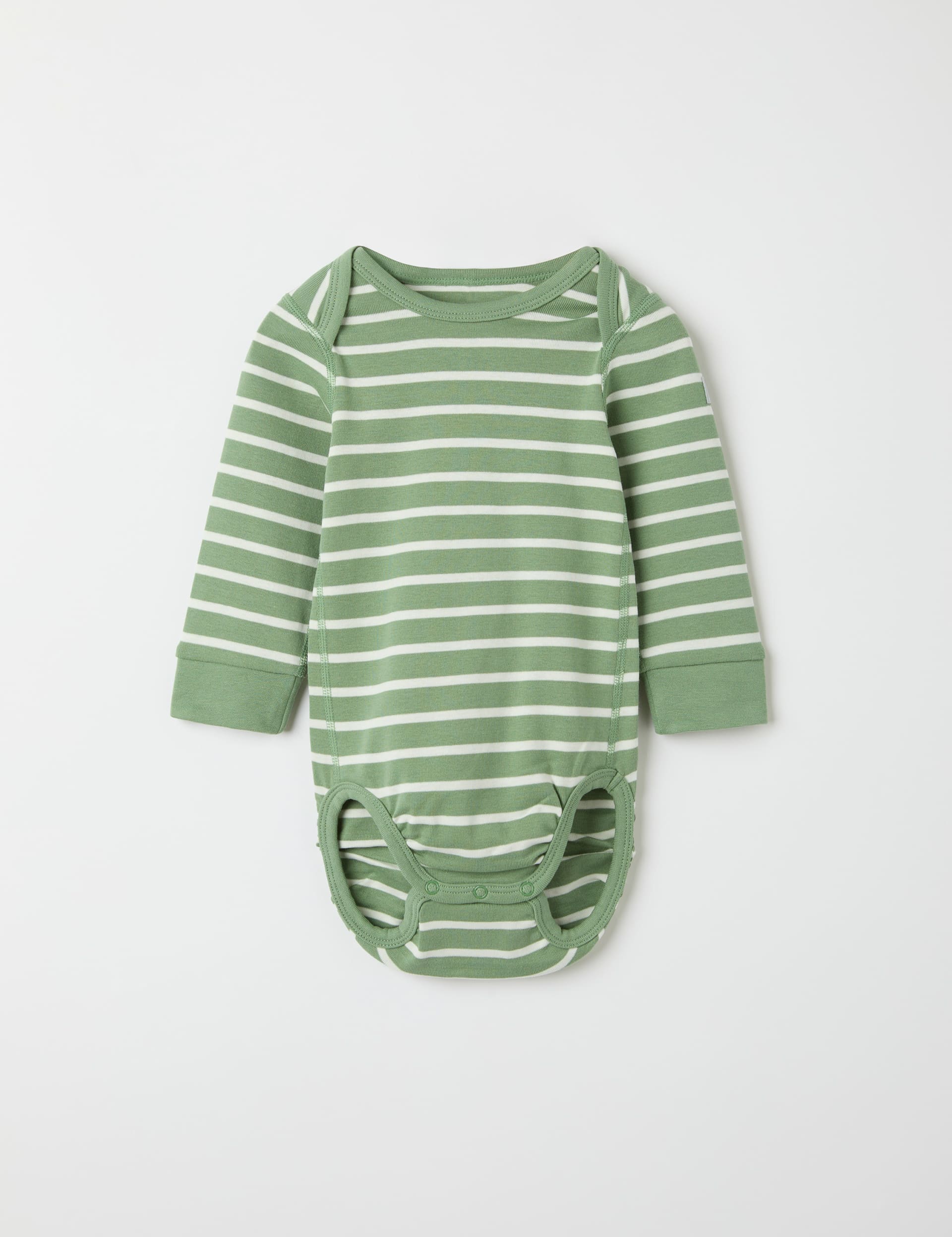 Polarn O. Pyret Pure Cotton Striped Bodysuit (7lbs-24 Mths) - 2-4M - Green Mix, Green Mix