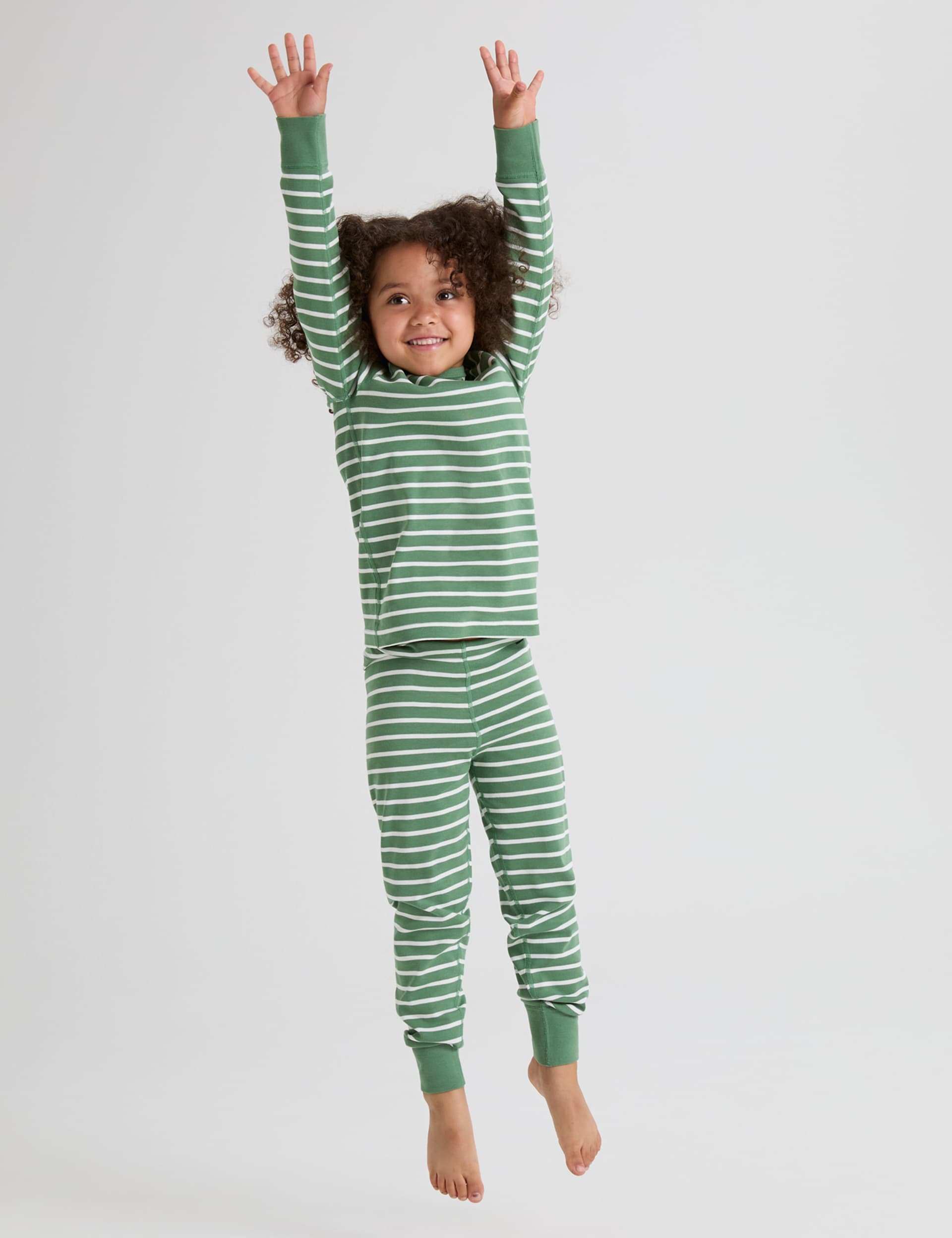 Polarn O. Pyret Pure Cotton Striped Leggings (18 Mths-10 Yrs) - 3-4 Y - Green Mix, Green Mix