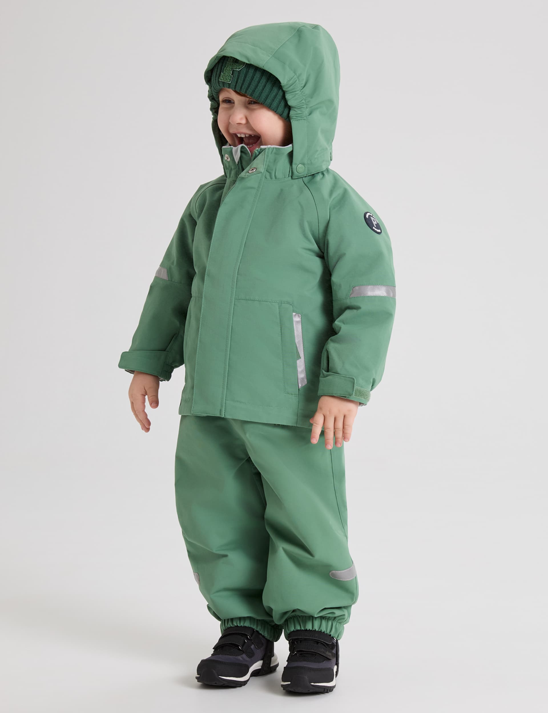 Polarn O. Pyret Boys Waterproof Lightweight Hooded Coat (9 Mths - 10 Yrs) - 9-12M - Green, Green