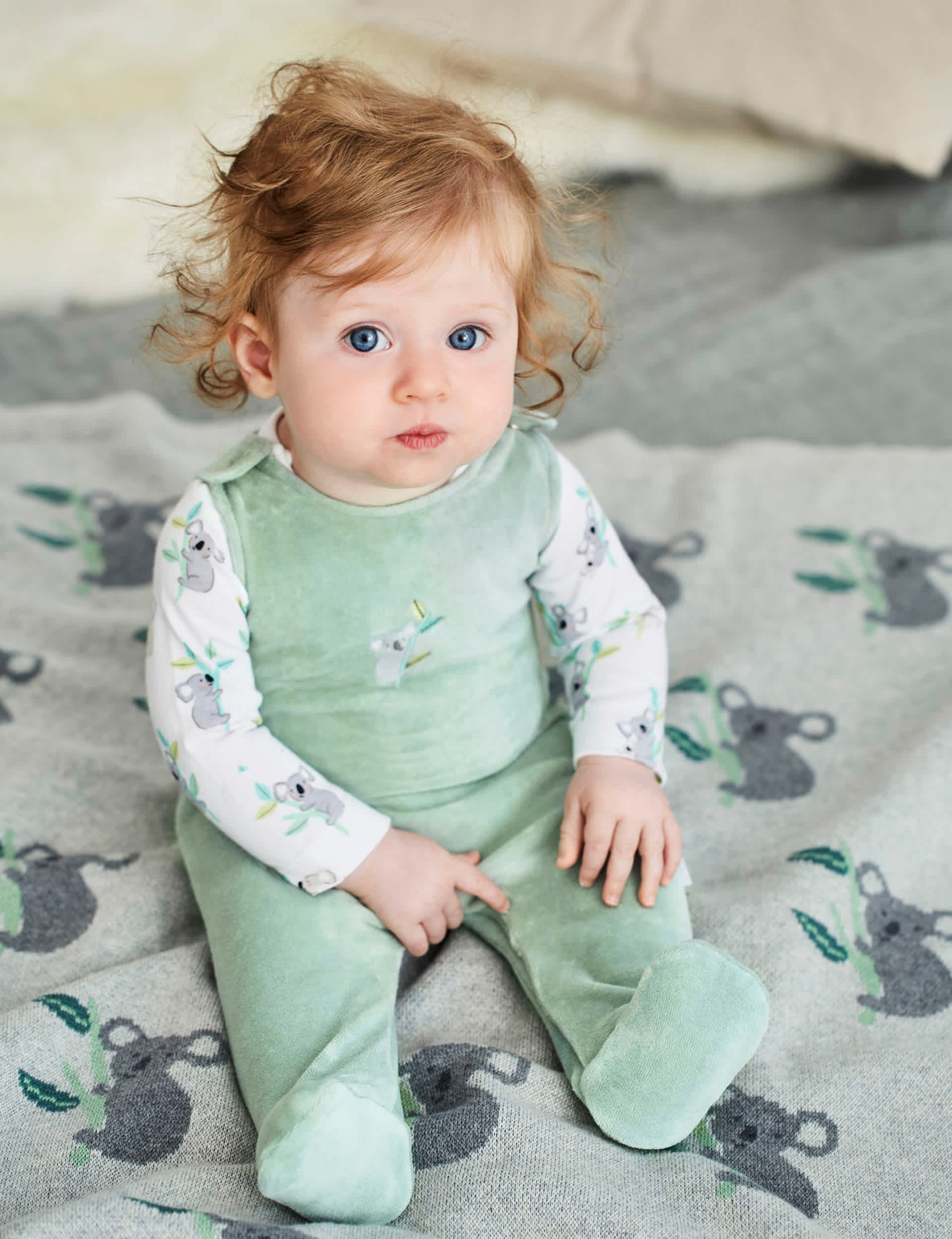 Jojo Maman Bb 2pc Pure Cotton Koala Outfit (0-18 Mths) - 3-6M - Green Mix, Green Mix