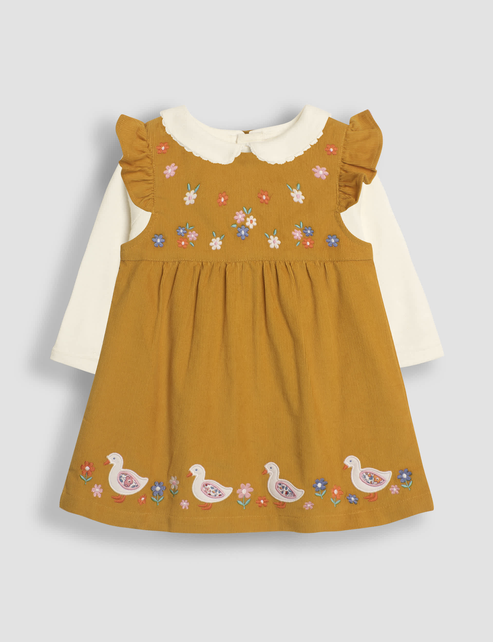 Jojo Maman Bebe Girls 2pc Pure Cotton Embroidered Outfit (0-24 Mths)