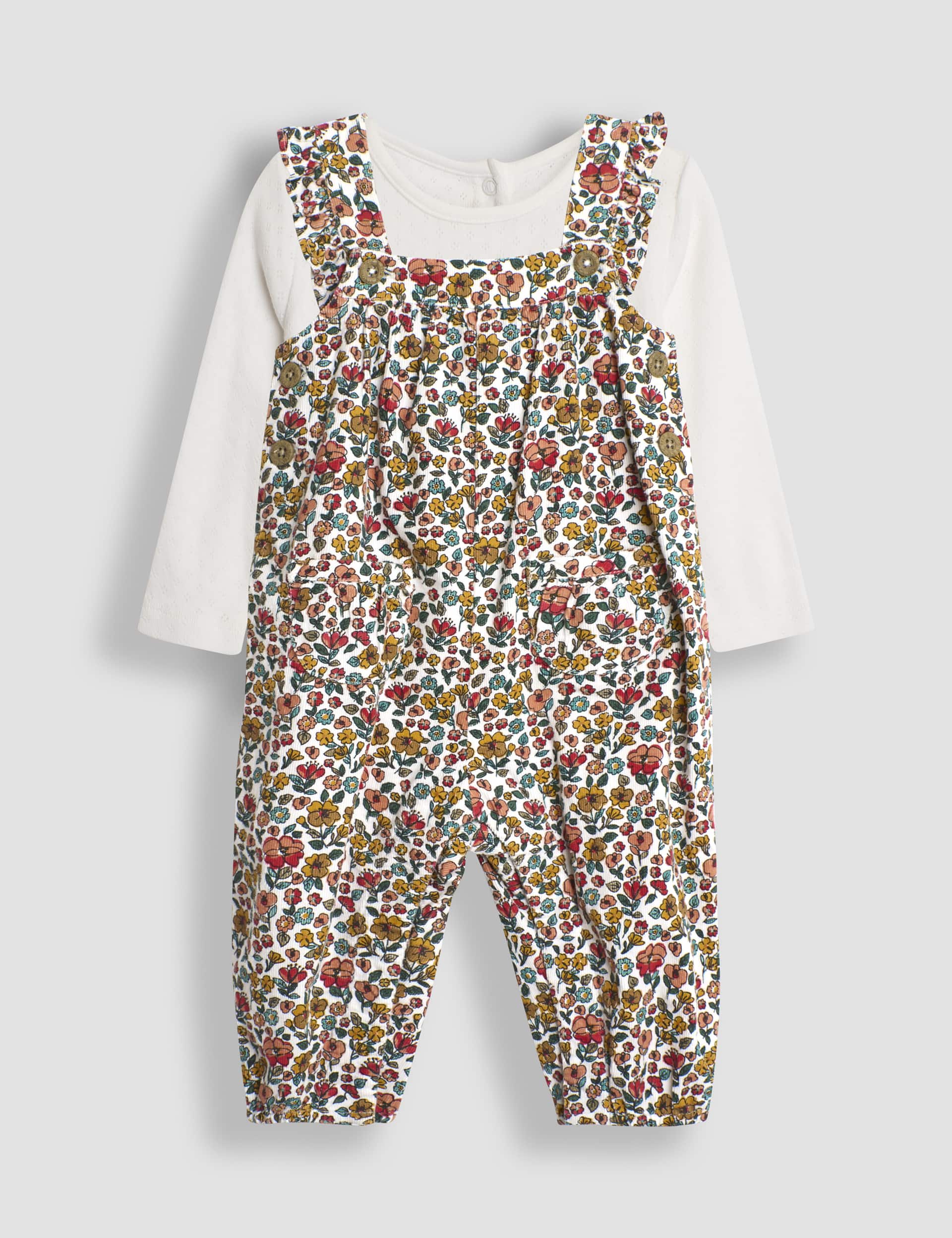 Jojo Maman Bebe Girls 2pc Pure Cotton Ditsy Floral Outfit (0-24 Mths)