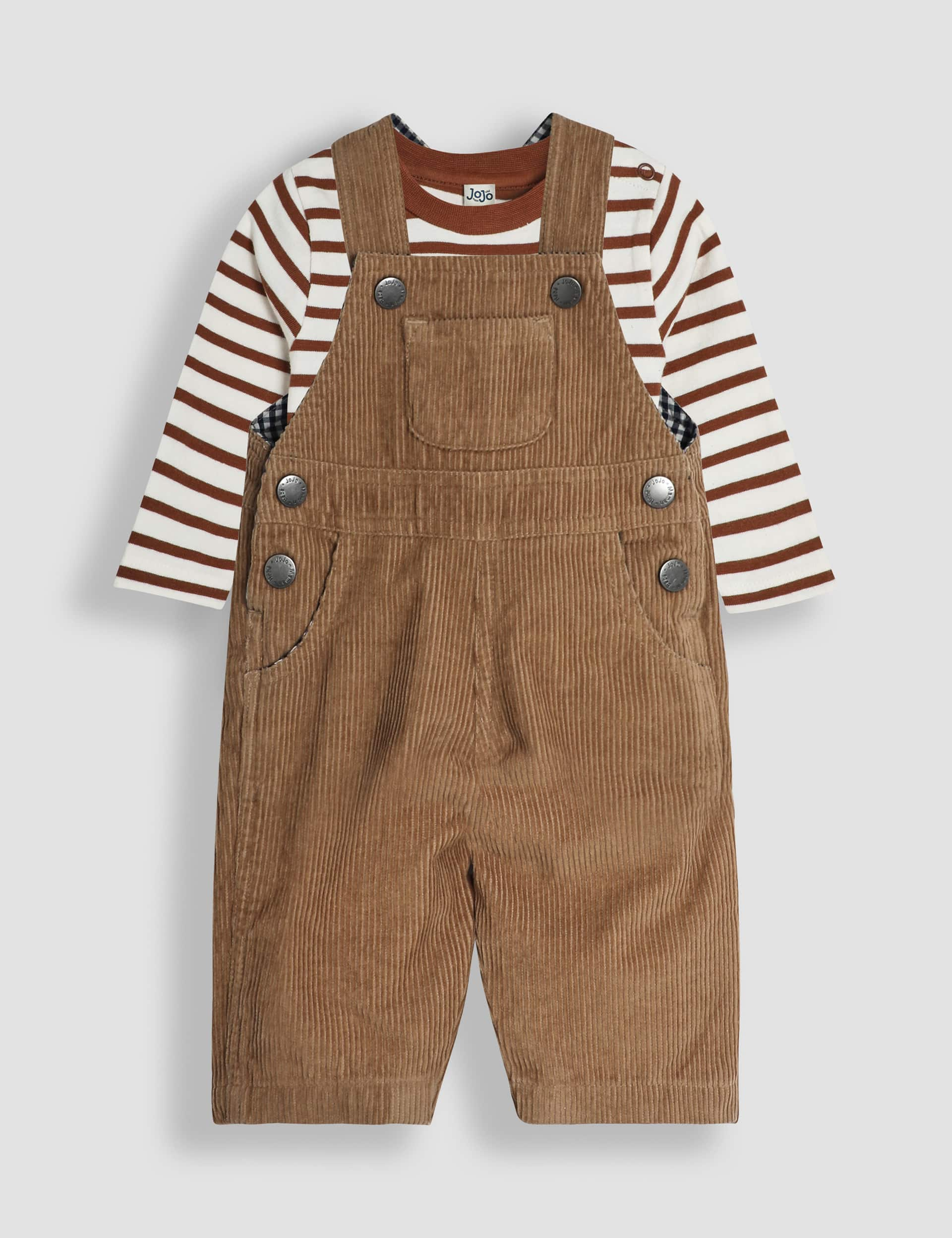 Jojo Maman Bb Boys 2pc Cord Dungarees Set (0 Mths-4 Yrs) - 12-18 - Brown Mix, Brown Mix