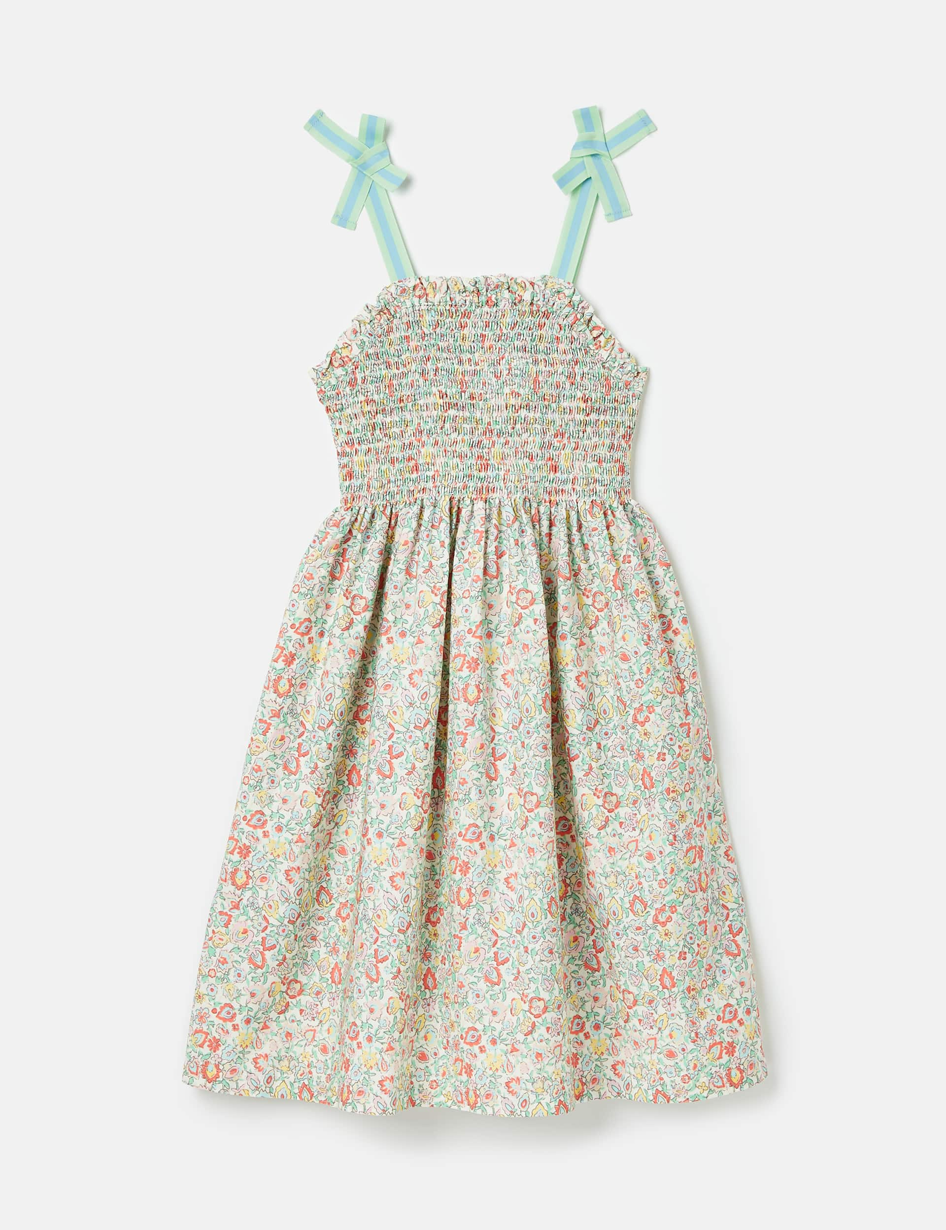 Joules Girls Pure Cotton Seaside Dress (2-11 Yrs) - 5-6 Y - Light Pink Mix, Light Pink Mix