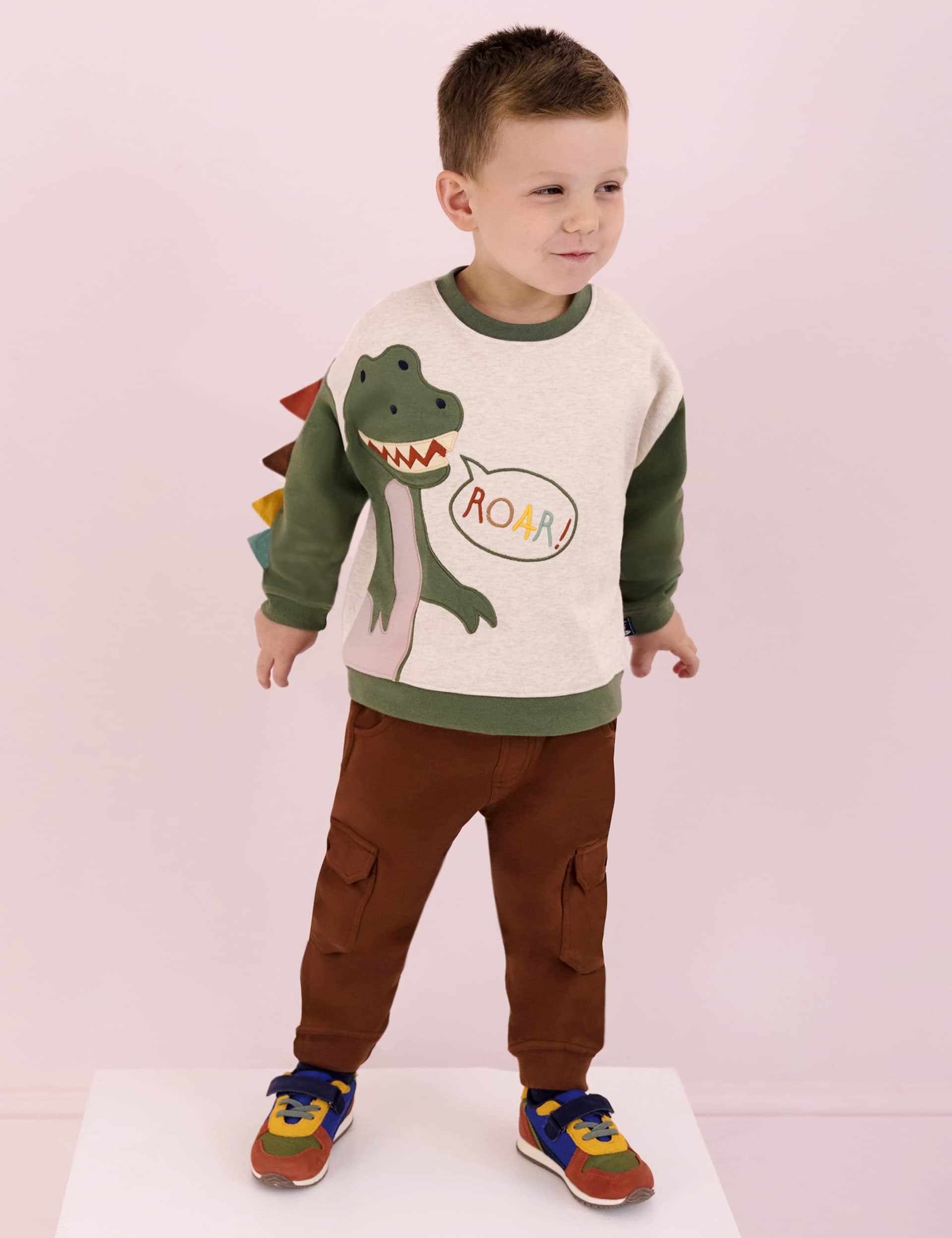 Jojo Maman Bebe Boys Pure Cotton Dinosaur Sweatshirt (6 Mths
