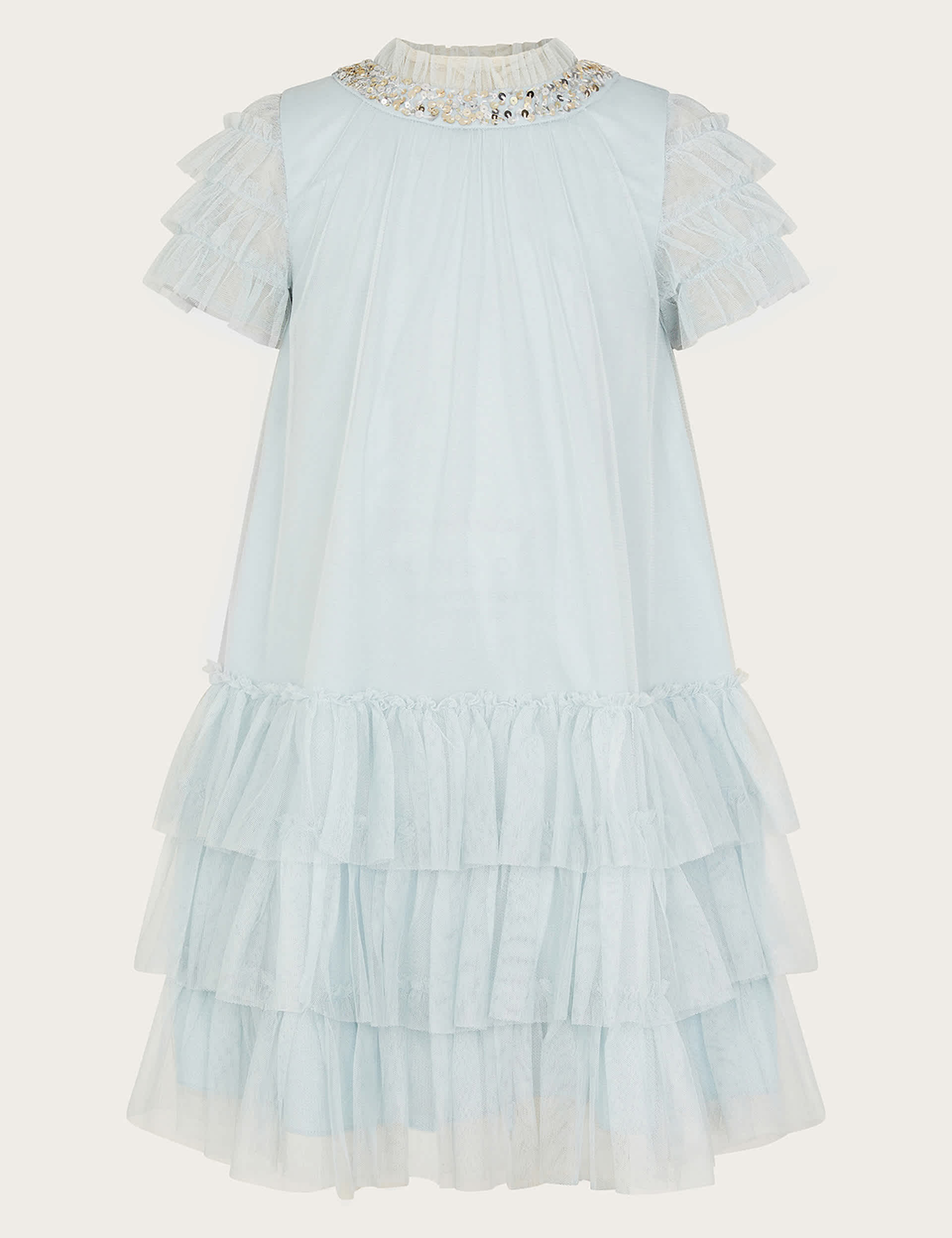 Monsoon Girls Tulle Tiered Dress (3-15 Yrs) - 4y - Blue Mix, Blue Mix