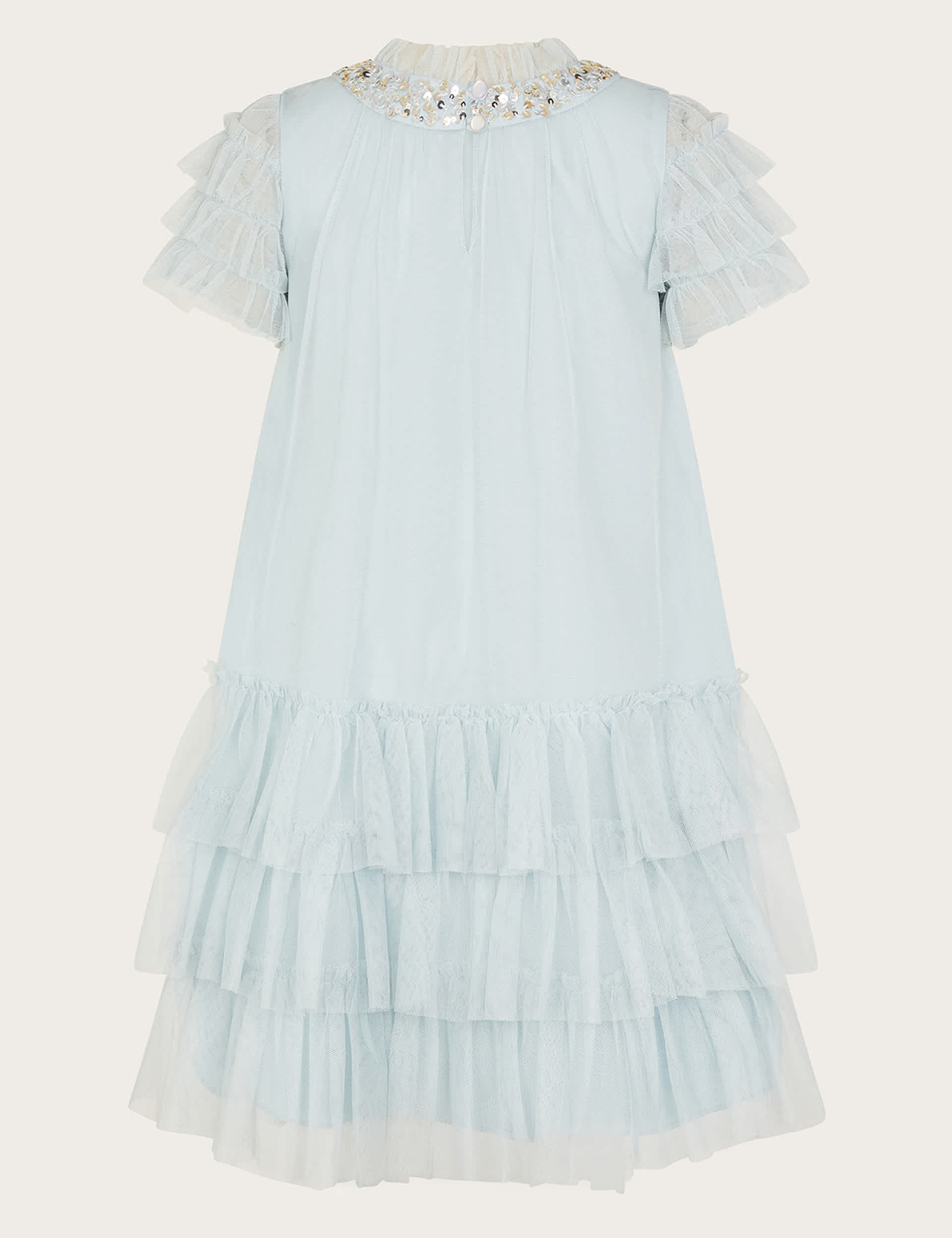 Monsoon Girls Tulle Tiered Dress (3-15 Yrs) - 9y - Blue Mix, Blue Mix