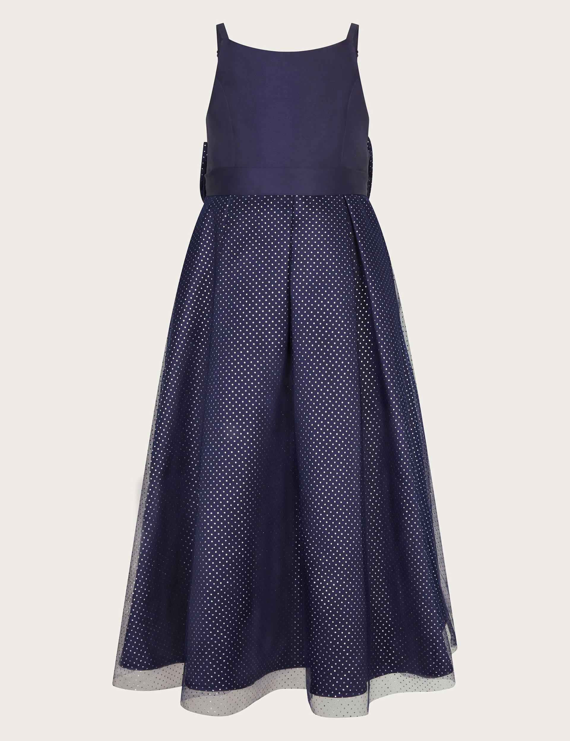 Monsoon Girls Glitter Spotted Tulle Maxi Occasion Dress (3-15 Yrs) - 10y - Navy, Navy