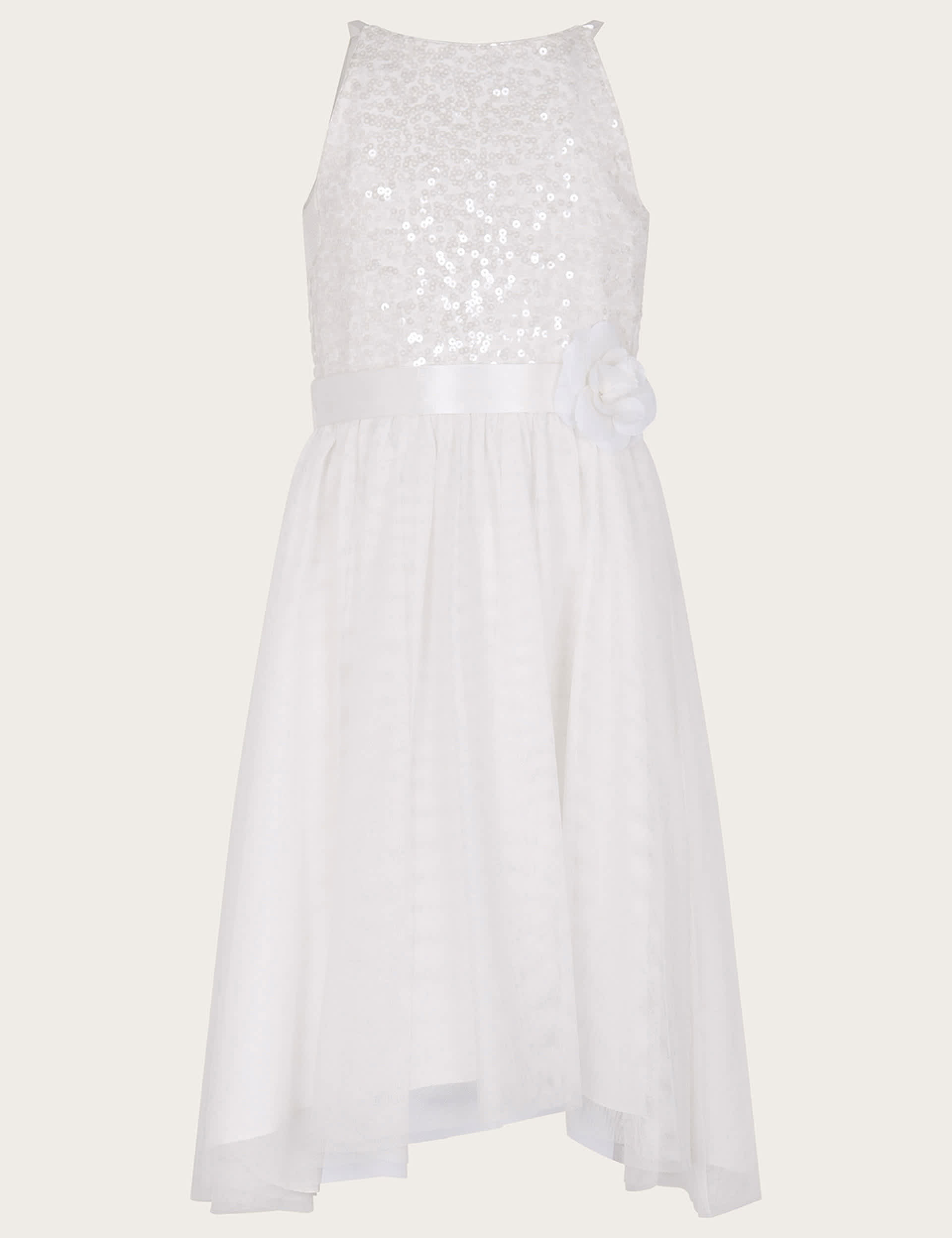 Monsoon Girls Tulle Sequin Dress (3-15 Yrs) - 5y - Ivory, Ivory