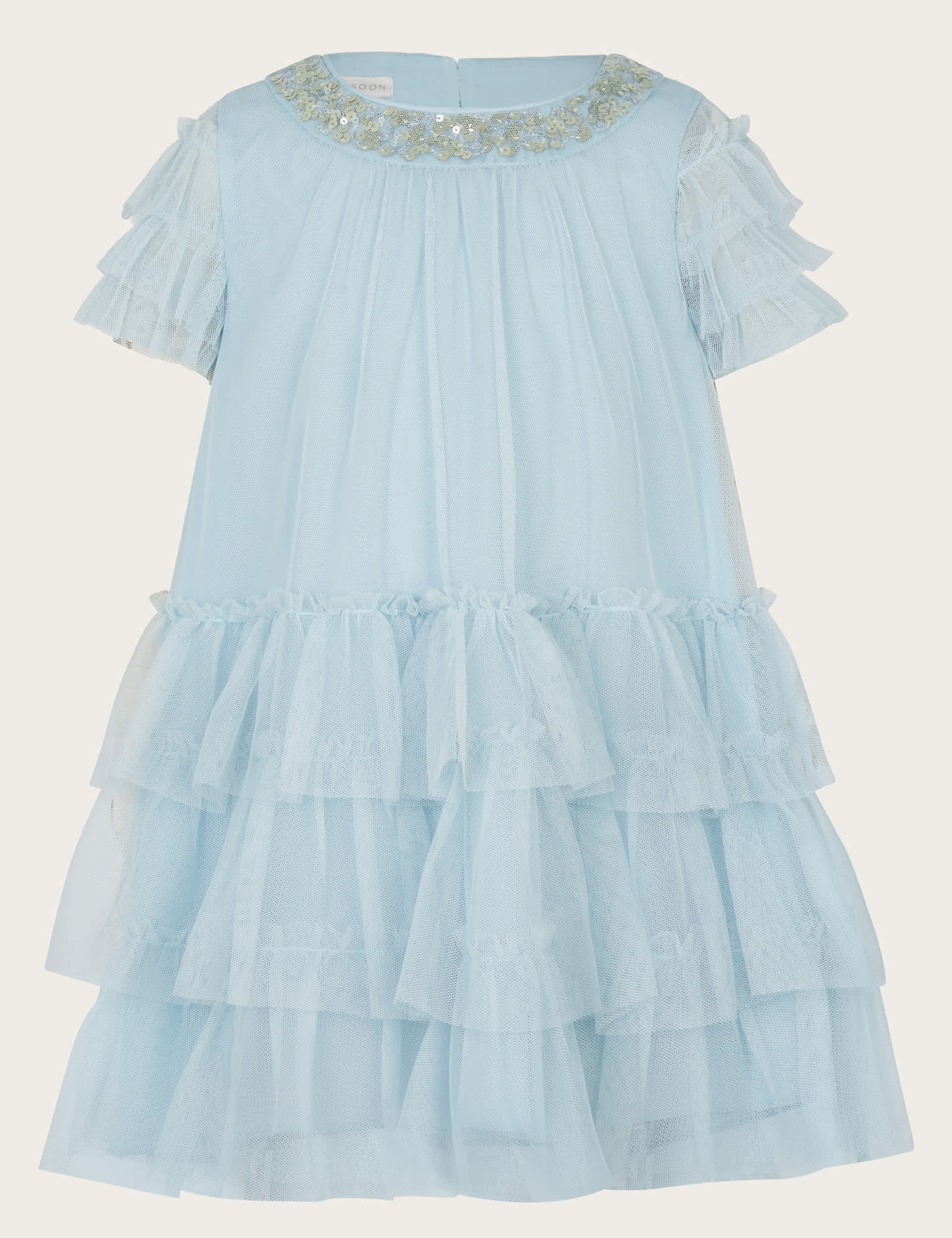 Monsoon Girls Tiered Sequin Dress (6-36 Mths) - 6-12M - Blue Mix, Blue Mix